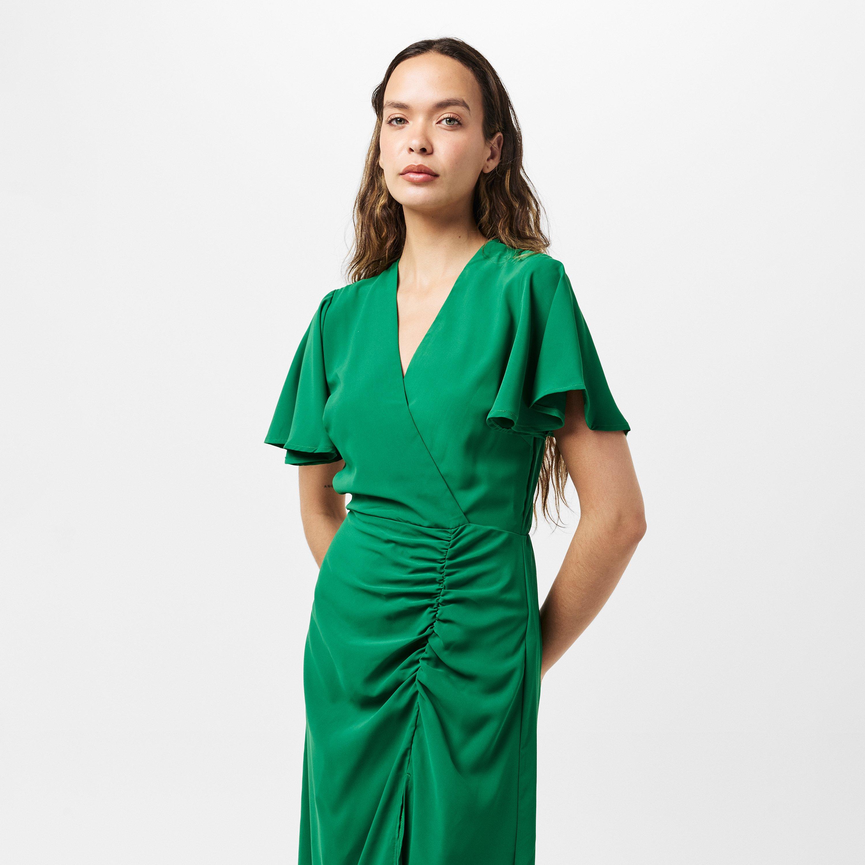 Green - AX Paris - Green Ruched Split Leg Midi Dress - 3