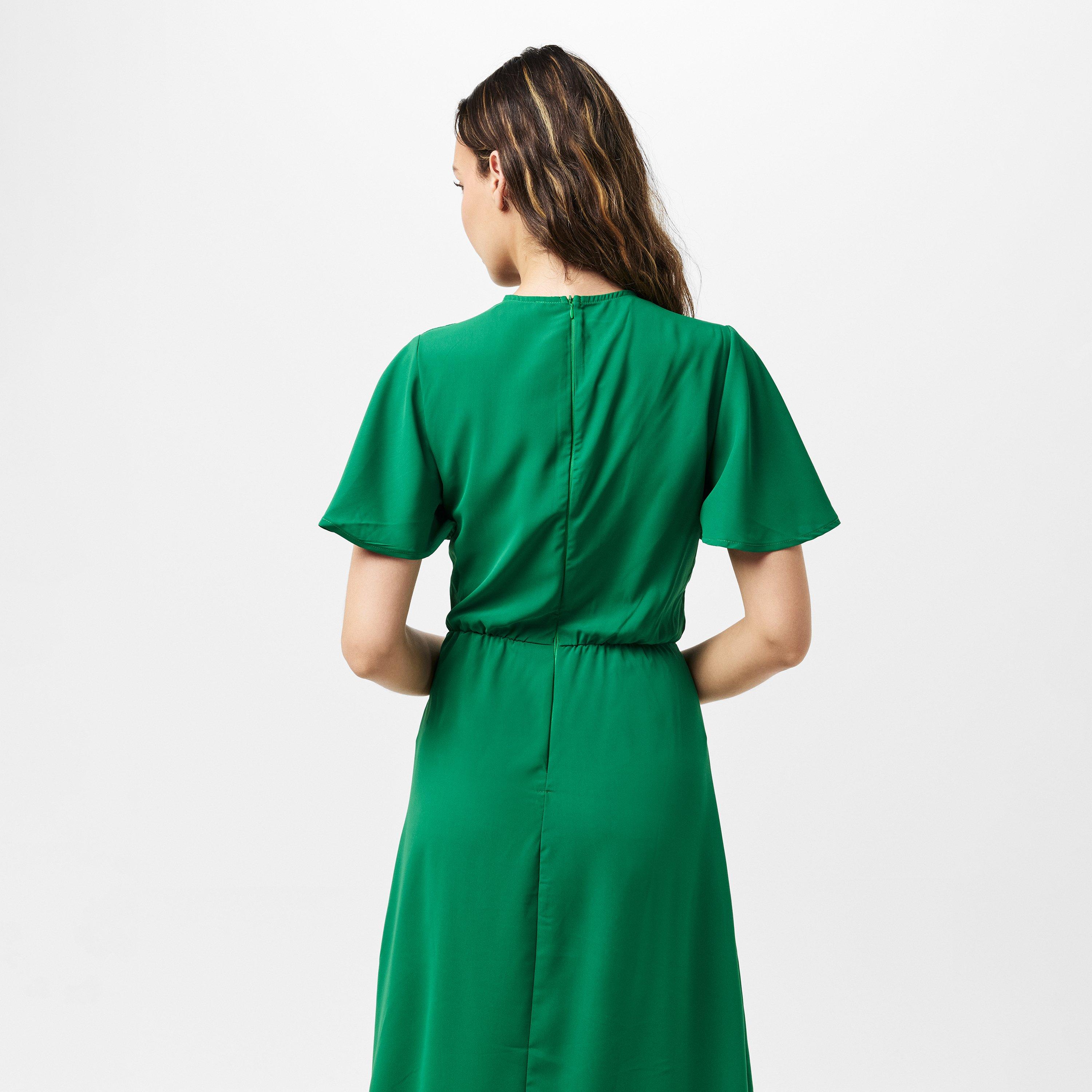 Green - AX Paris - Green Ruched Split Leg Midi Dress - 4