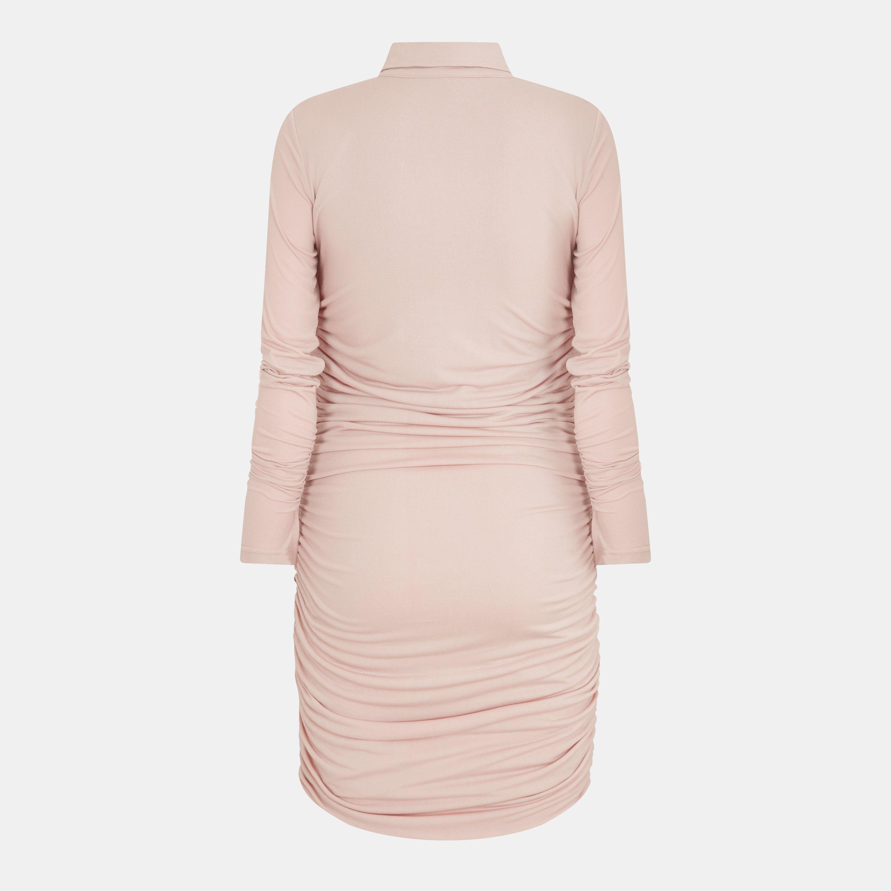 Nude - AX Paris - Nude Ruched Button Front Bodycon Dress - 2