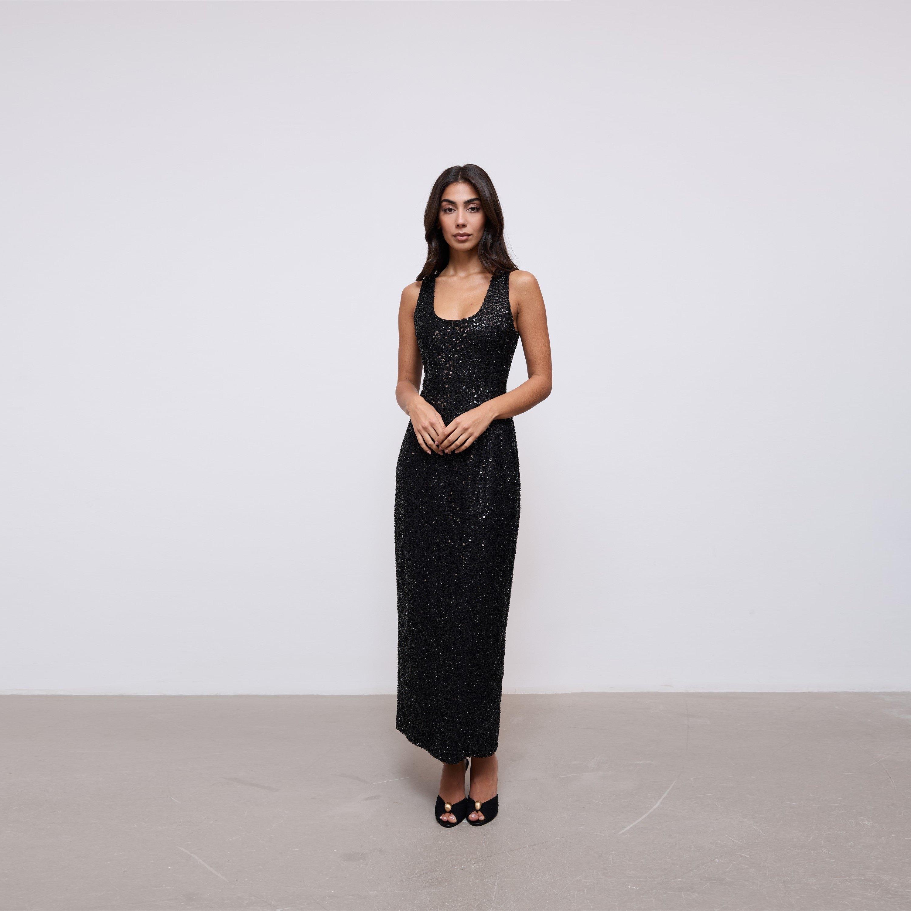 Black - Odd Muse - Odd Muse Sequin Midi Dress - 6
