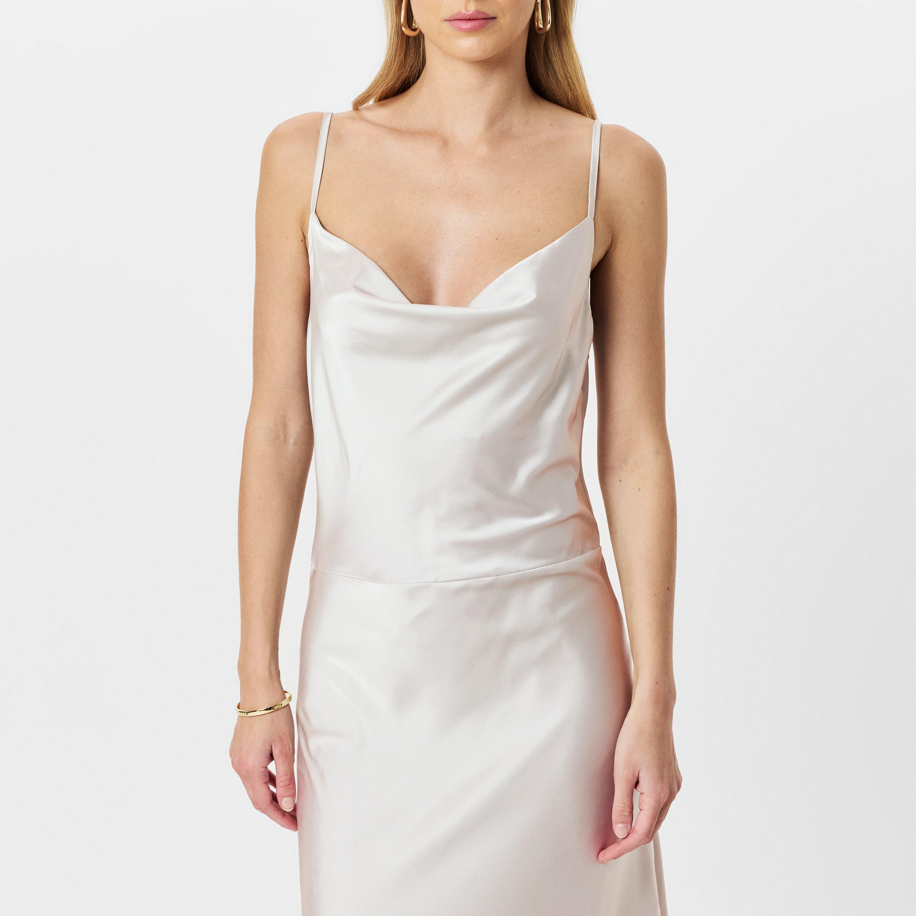 Cream - AX Paris - Satin Cowl Neck Midi Dress - 3