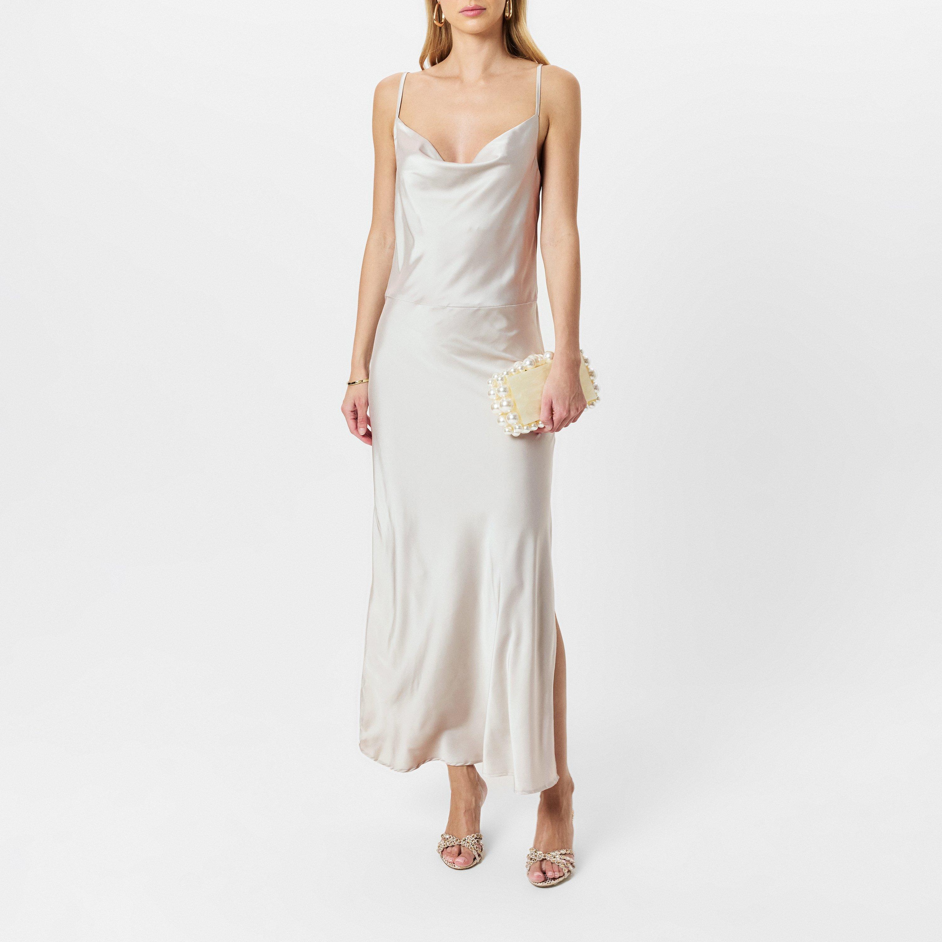 Cream - AX Paris - Satin Cowl Neck Midi Dress - 6