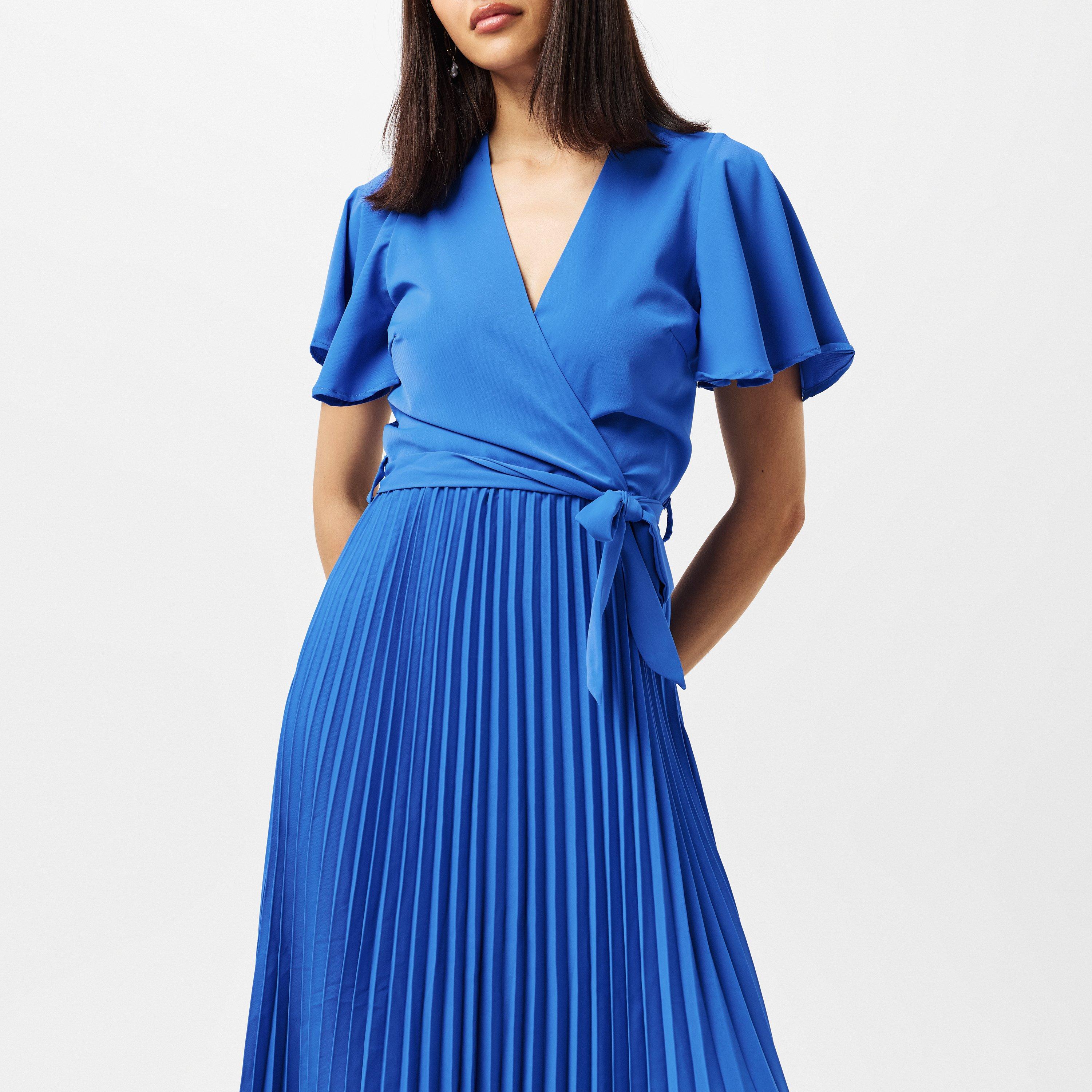 Blue - AX Paris - Pleated Midi Dress with Tie Waist - 2