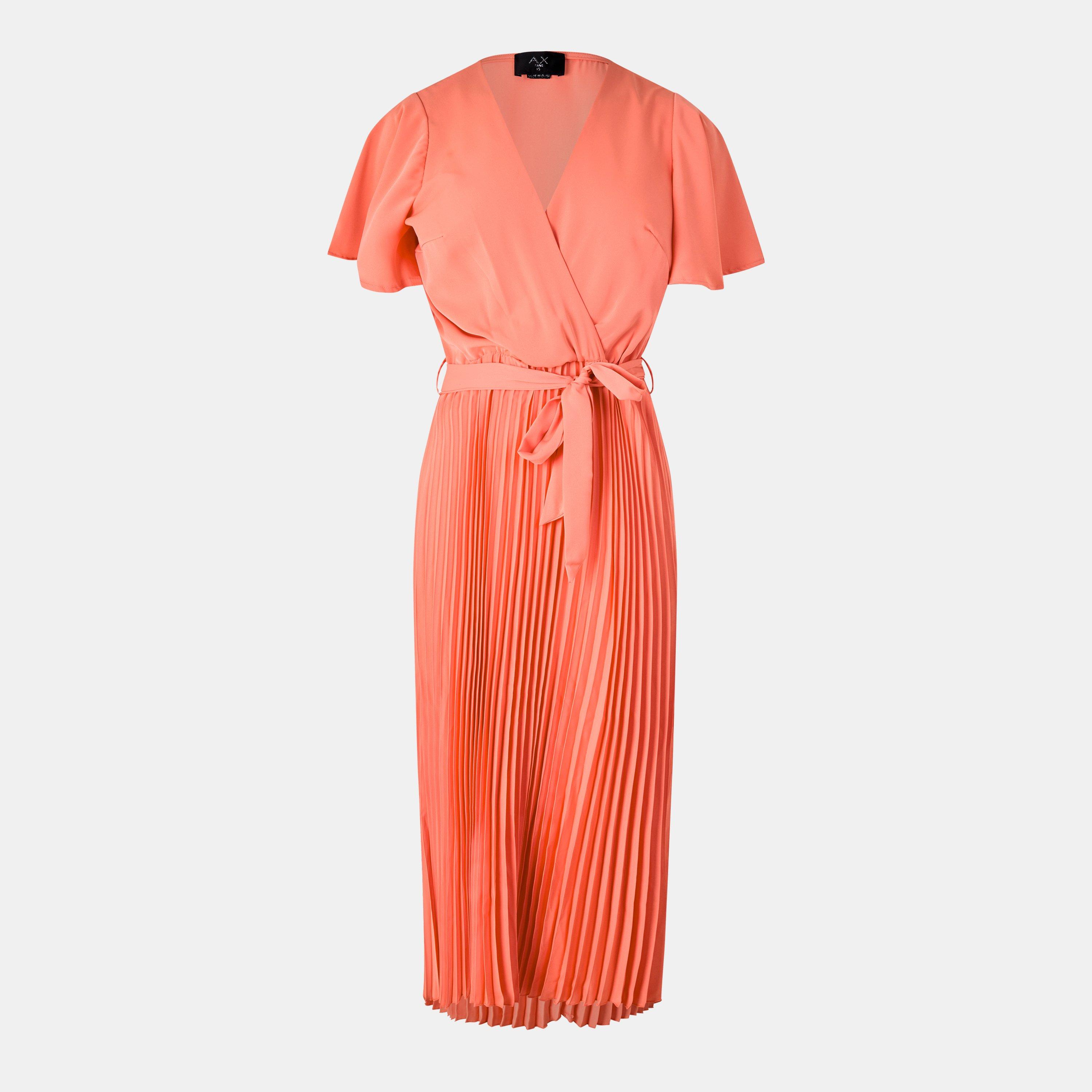 Orange - AX Paris - Pleated Midi Dress with Tie Waist - 1