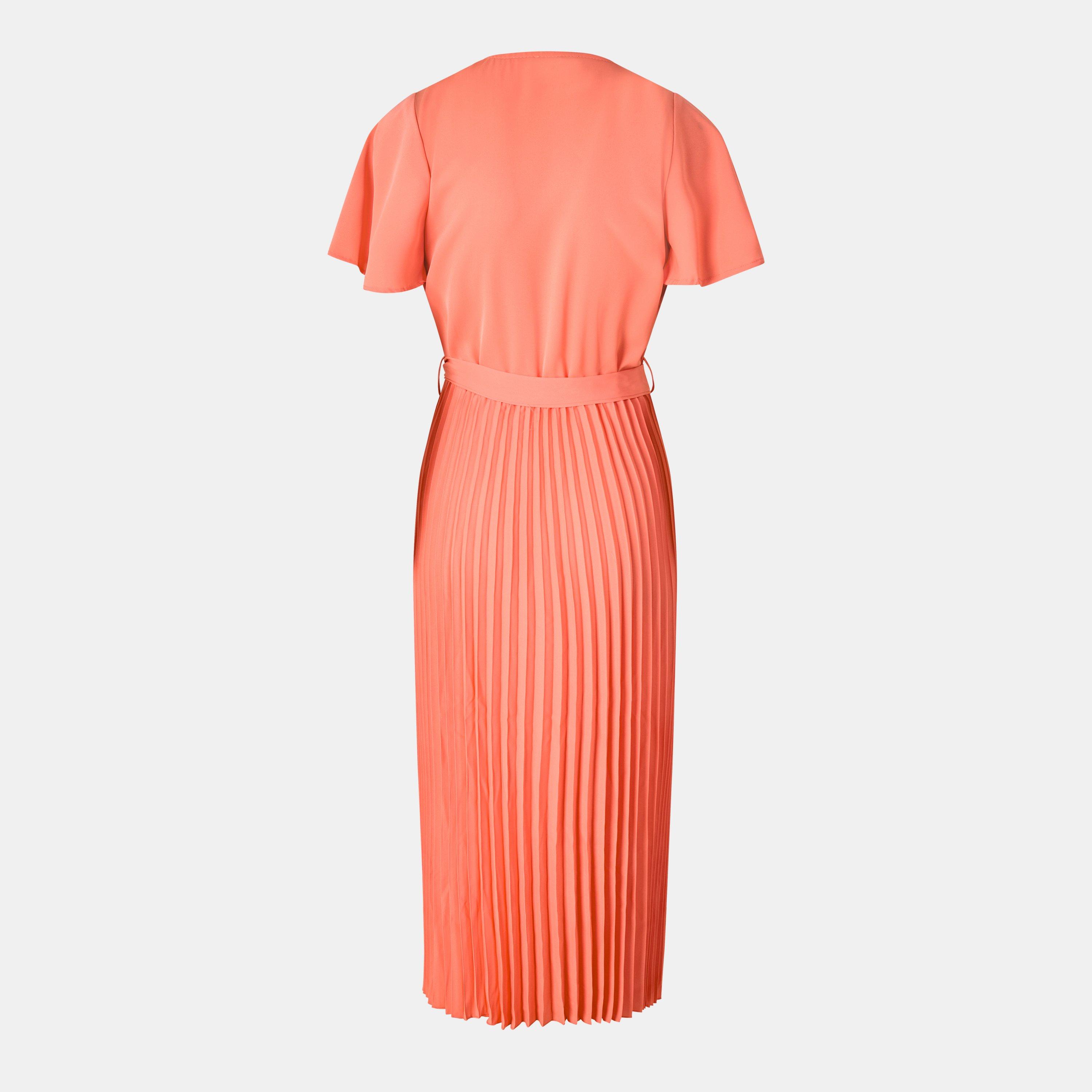 Orange - AX Paris - Pleated Midi Dress with Tie Waist - 2