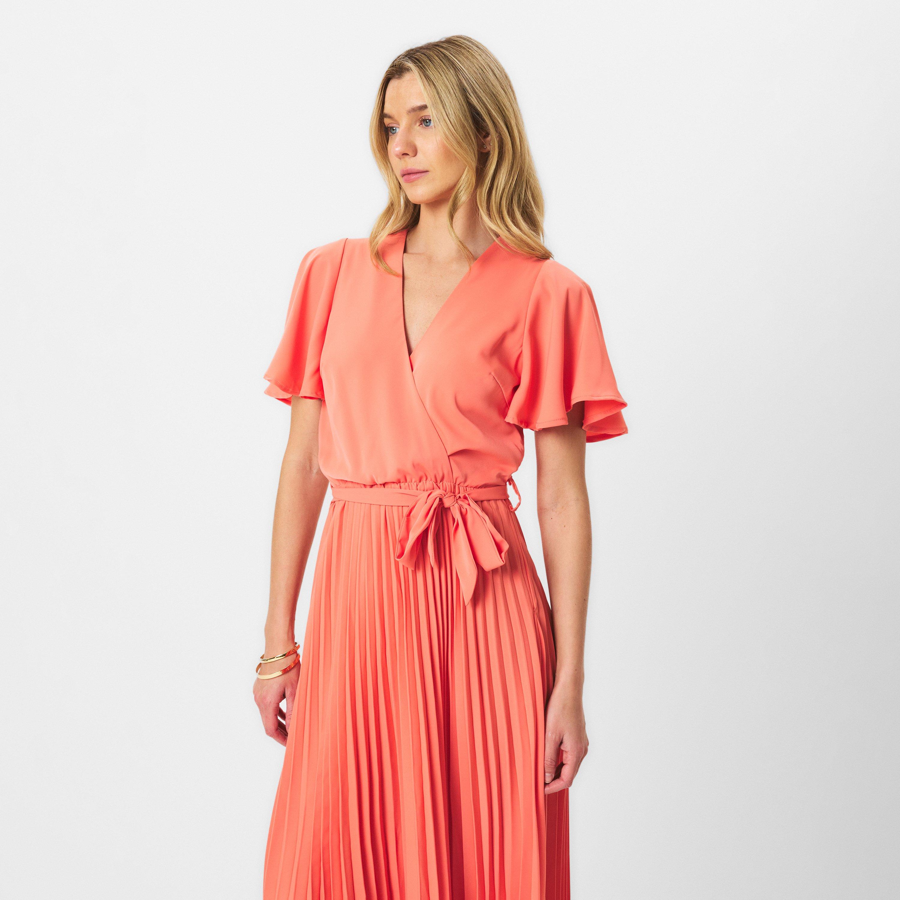 Orange - AX Paris - Pleated Midi Dress with Tie Waist - 3