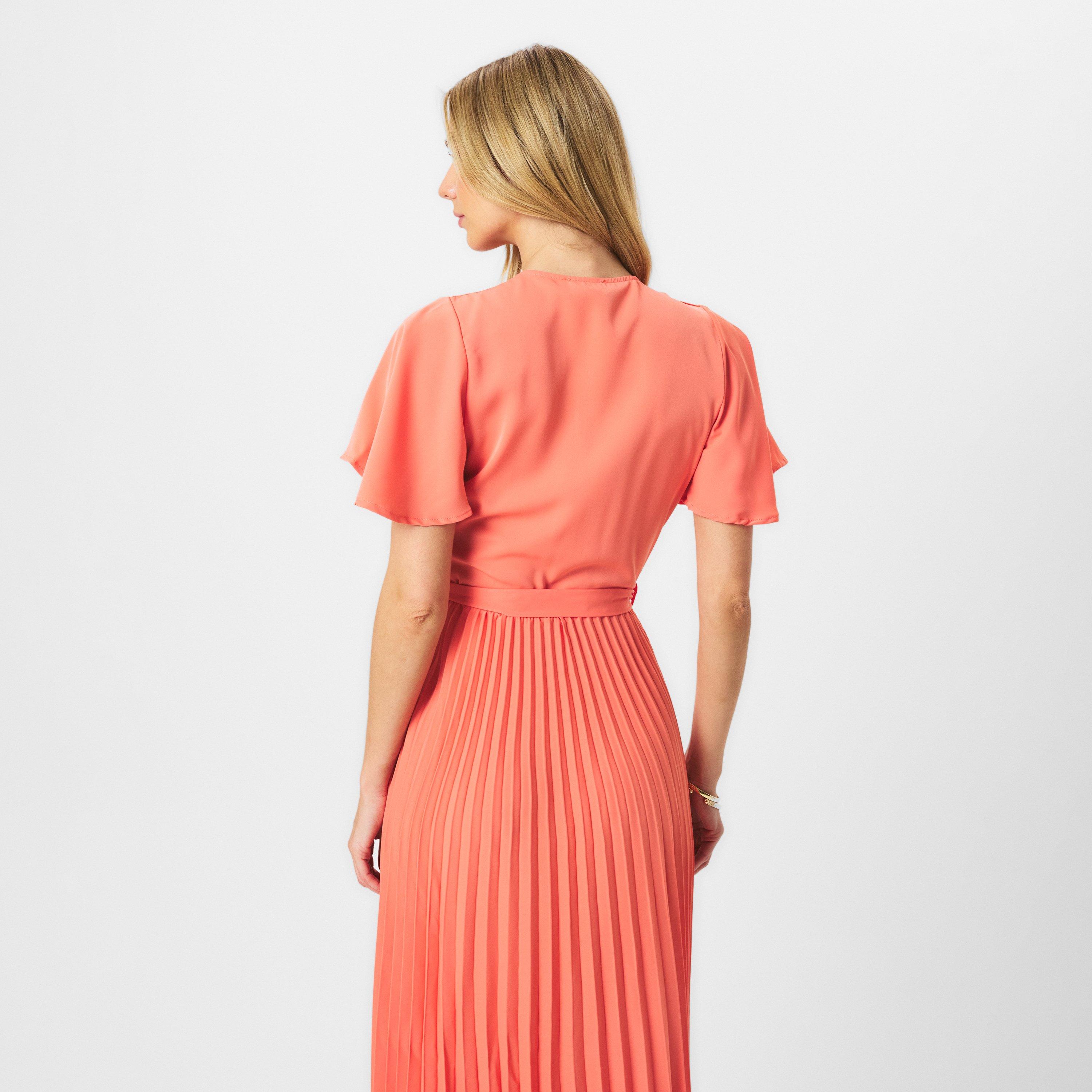 Orange - AX Paris - Pleated Midi Dress with Tie Waist - 4