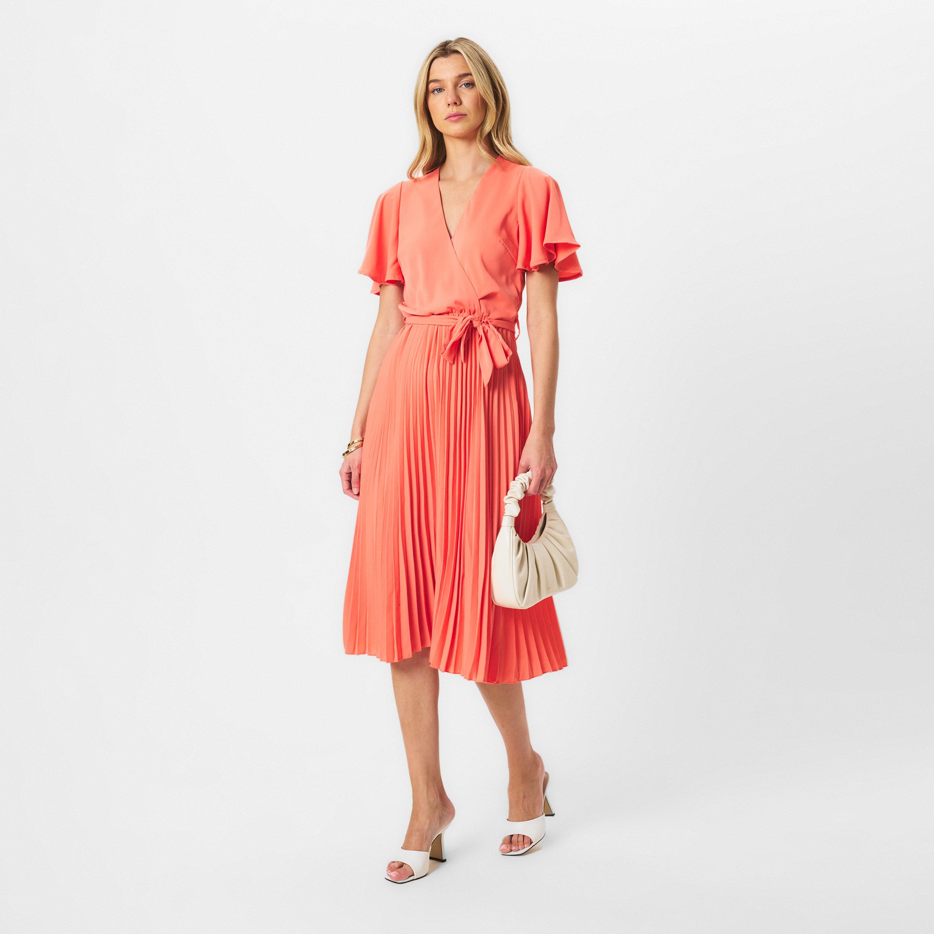 Orange - AX Paris - Pleated Midi Dress with Tie Waist - 6