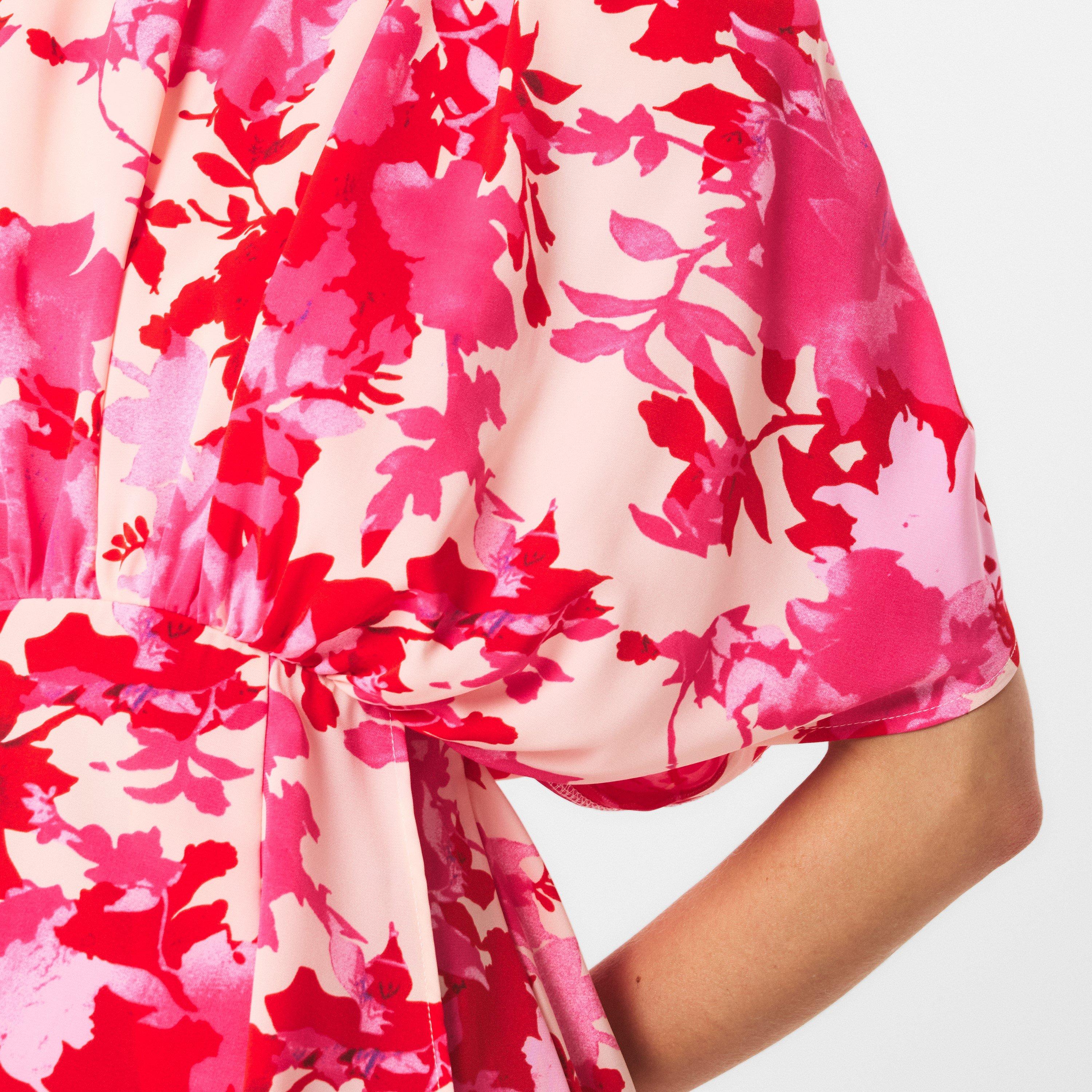 Pink - AX Paris - Pink and Red Floral Printed Mini Dress - 5