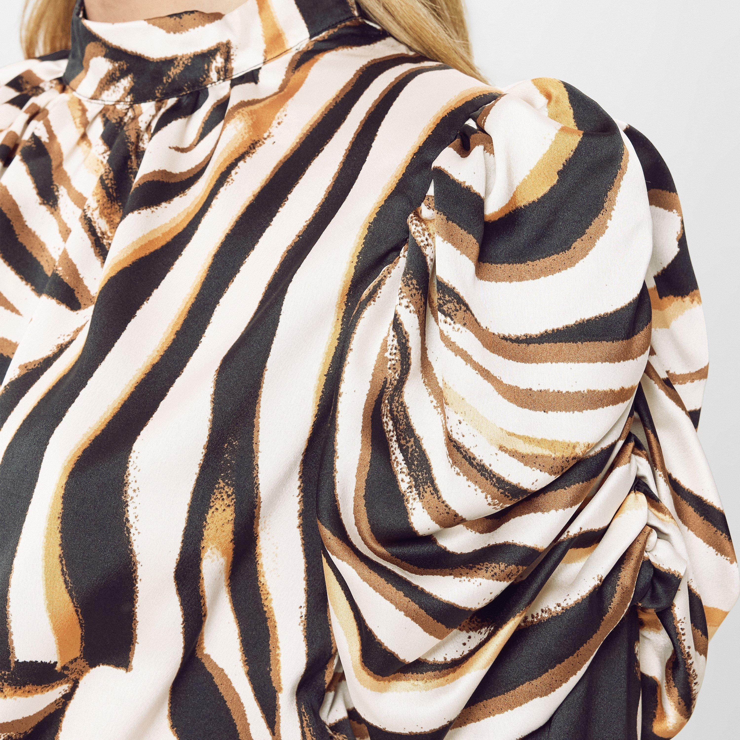 Multi - AX Paris - Multi Print High Neck Long Puff Sleeve Midi Dress - 5