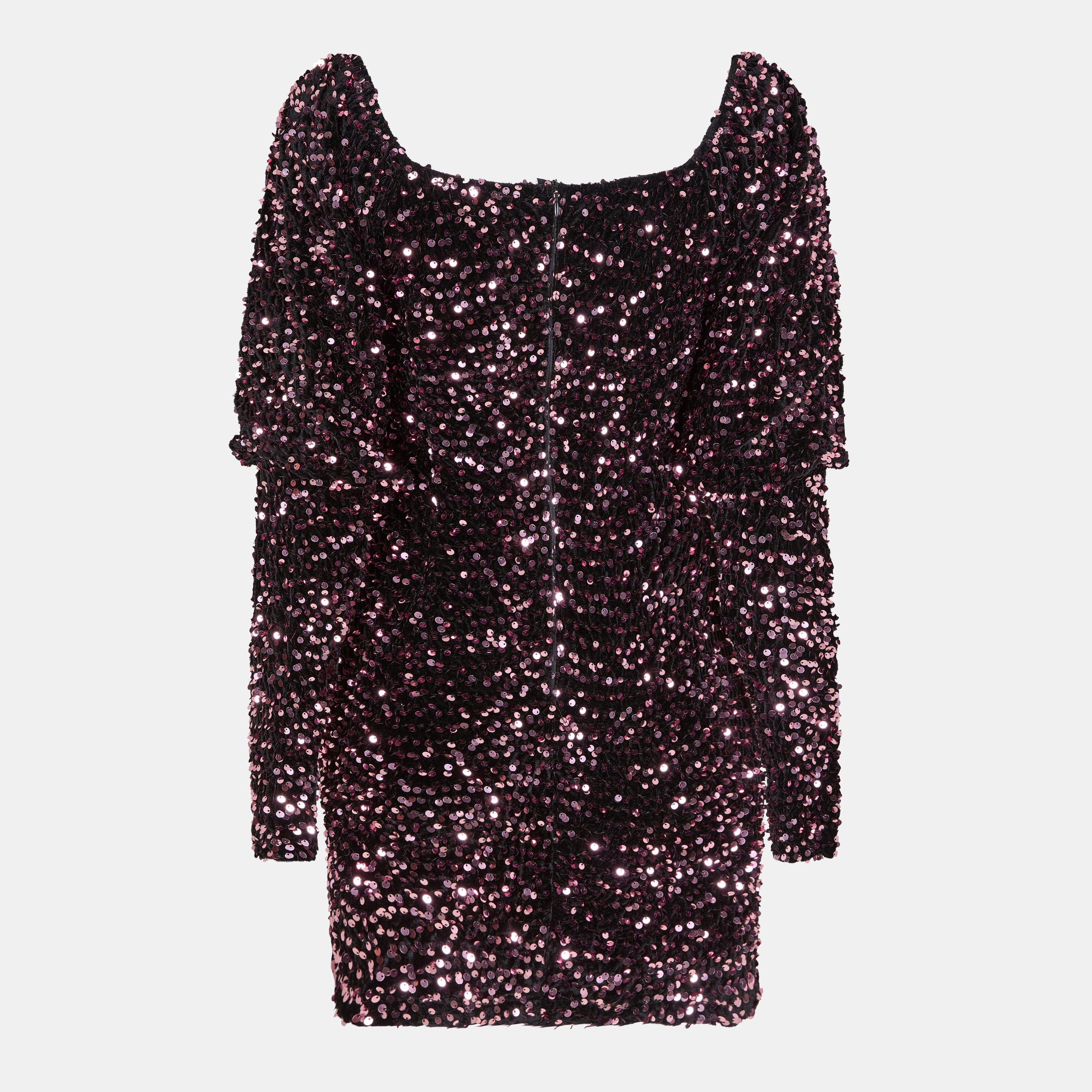 Pink - AX Paris - Pink Sequin Puff Sleeve Mini Dress - 2
