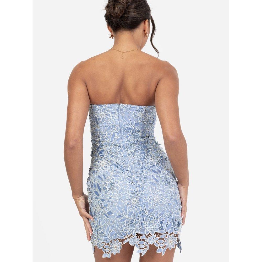 Azul - Maya Deluxe - Maya Blue Floral Lace Bandeau Mini Dress - 4