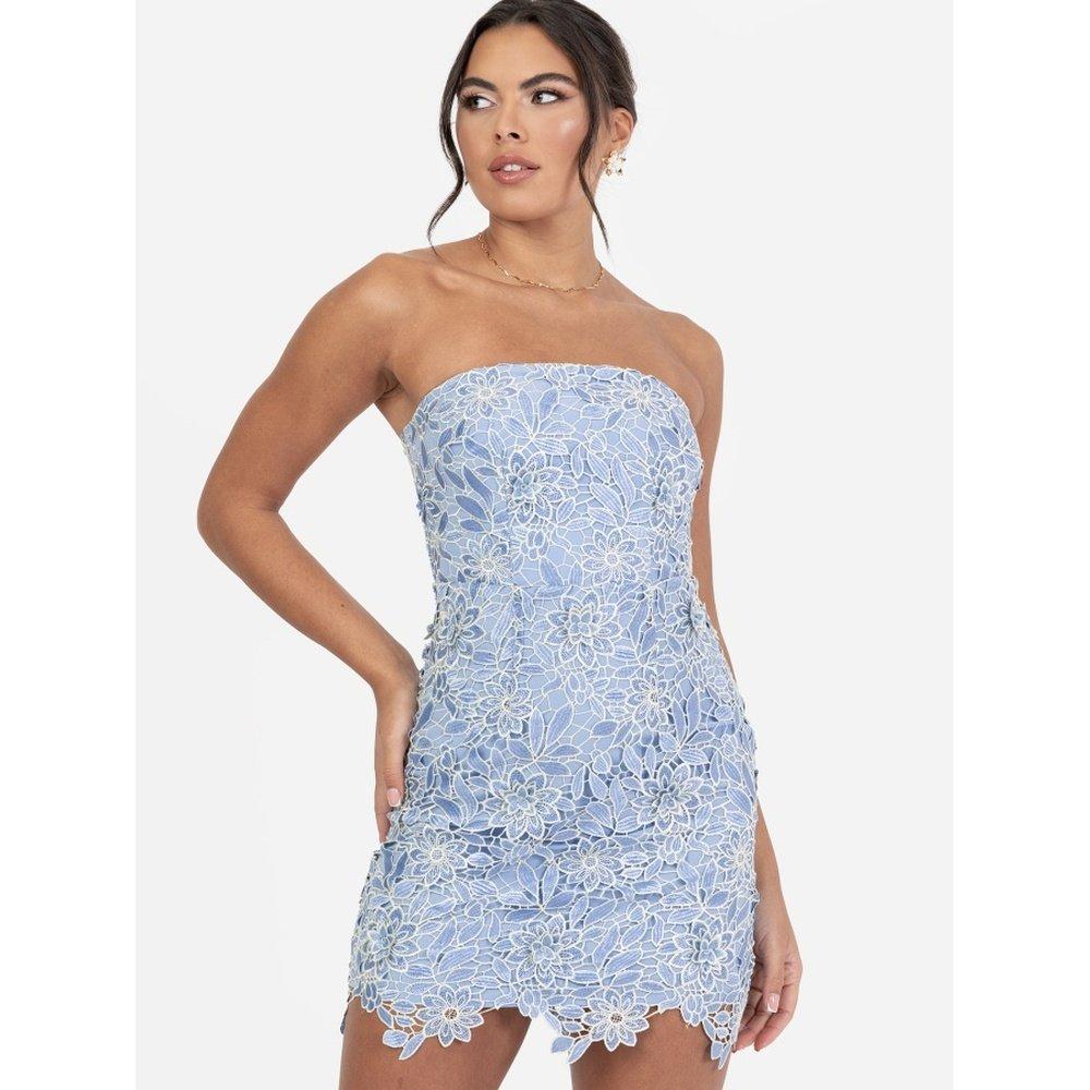 Azul - Maya Deluxe - Maya Blue Floral Lace Bandeau Mini Dress - 5