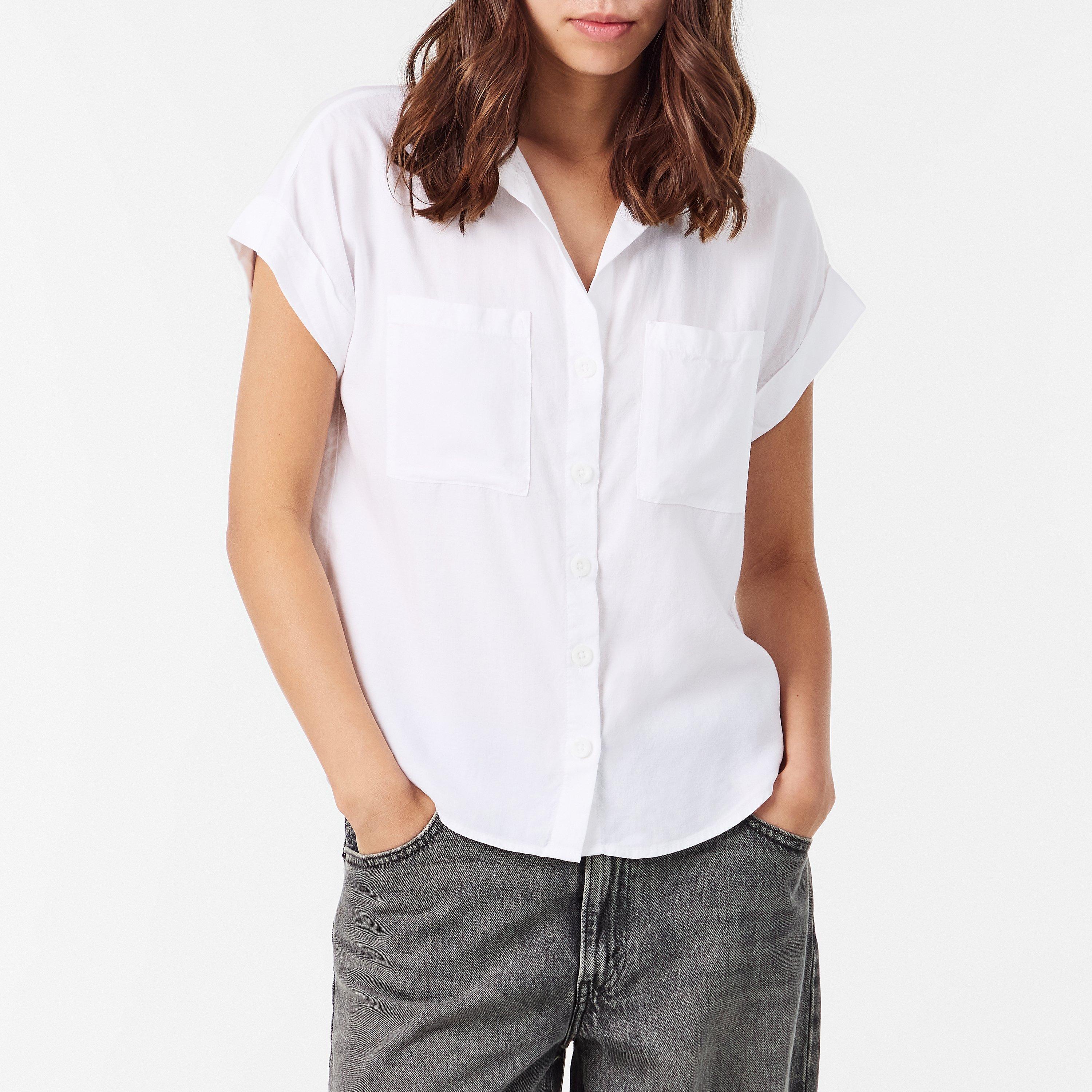 White - Bella Dahl - Women's Short-Sleeve Plain Shirt - 3