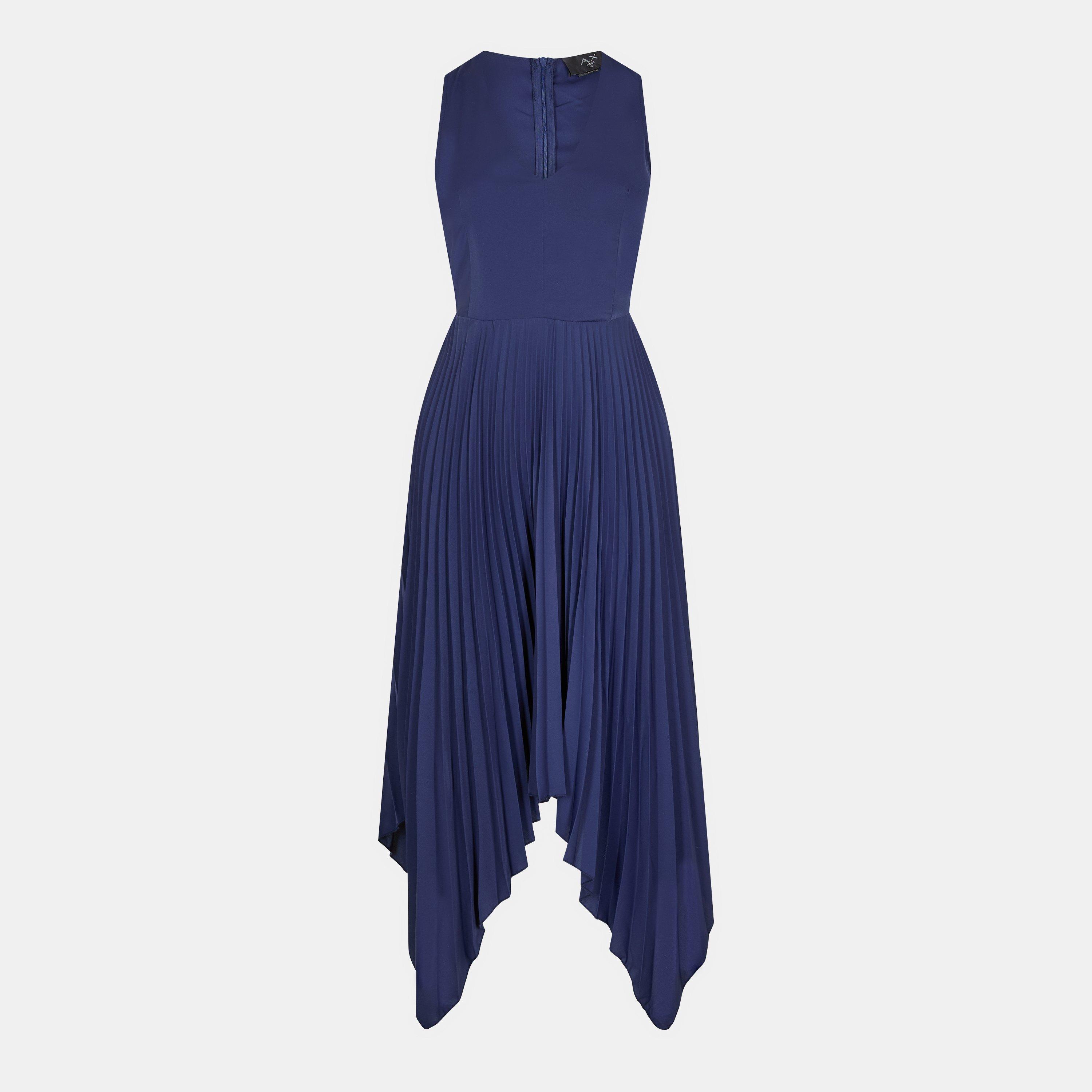 AX Paris | V Neck Pleated Skirt Belted Waist Midi Dress | A Line