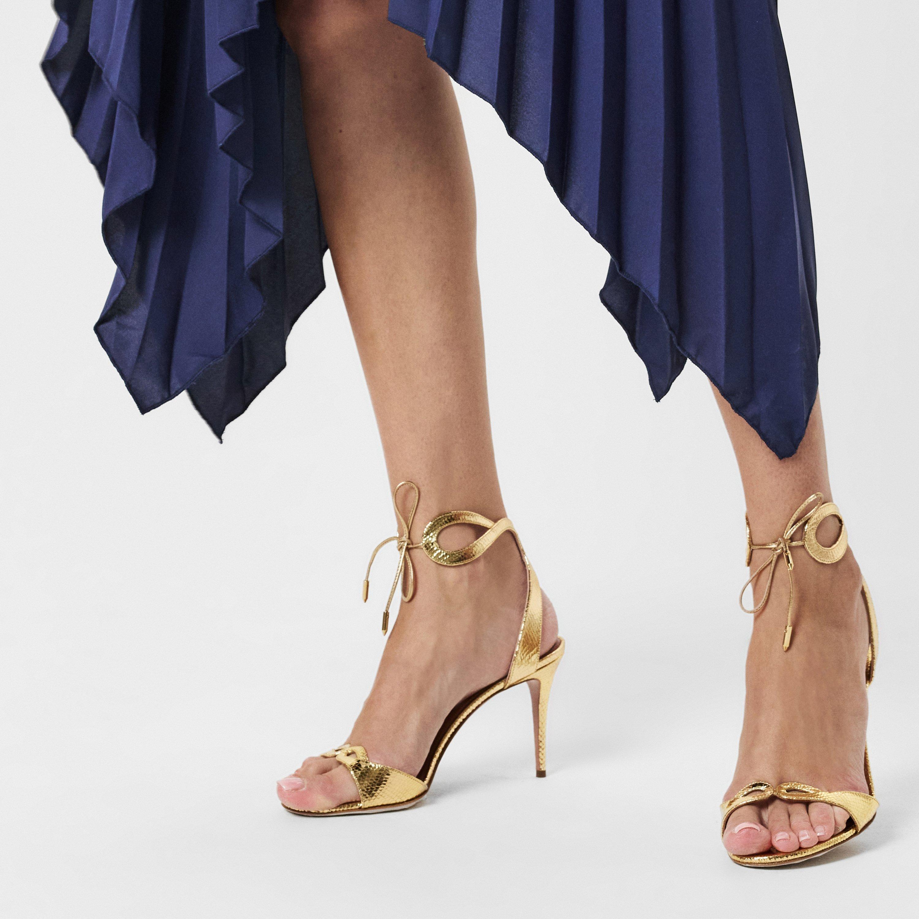 Blue - AX Paris - V Neck Pleated Skirt Belted Waist Midi Dress - 5