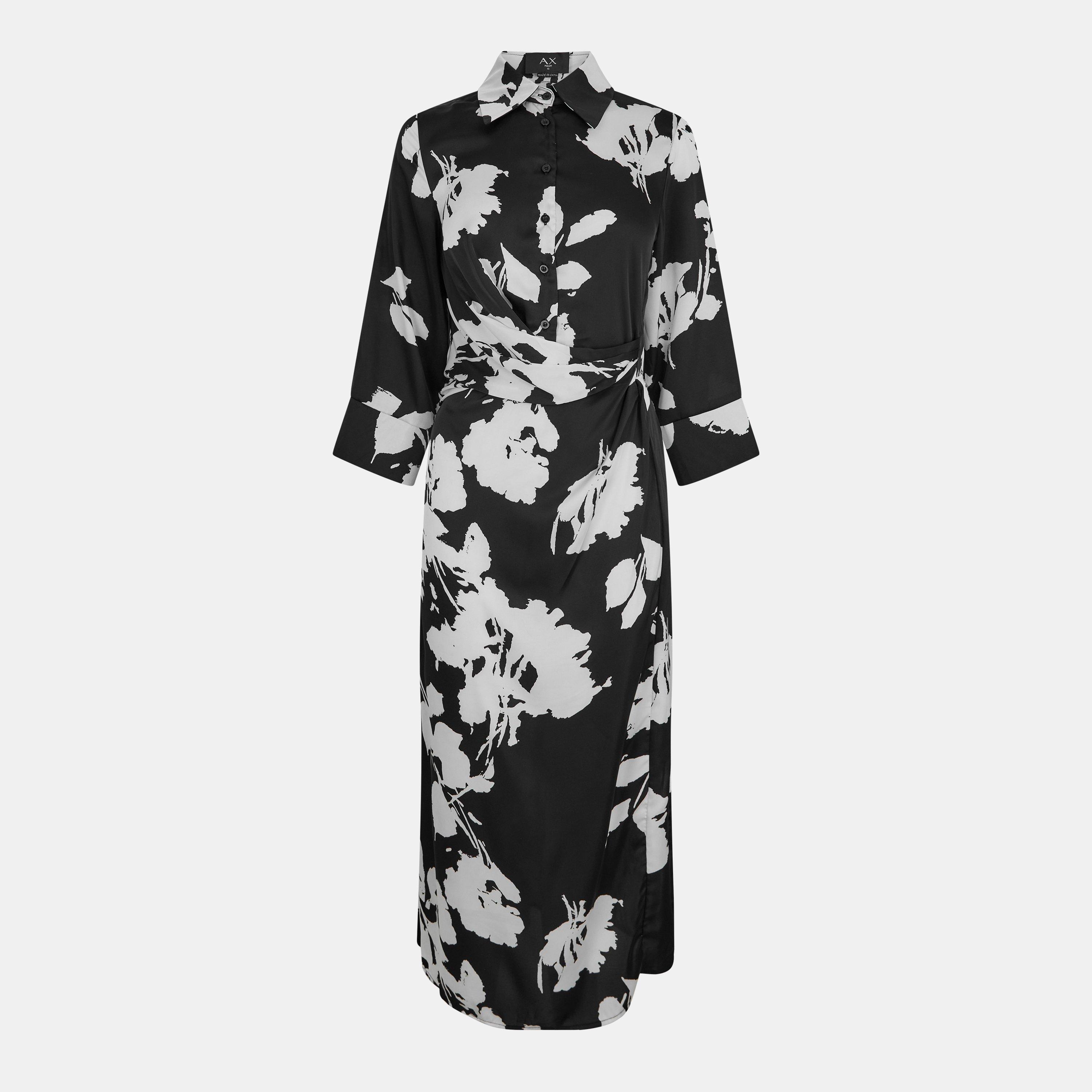 Outlet Zara Zara Printed Draped Dress Satin Floral Jacquard Dress