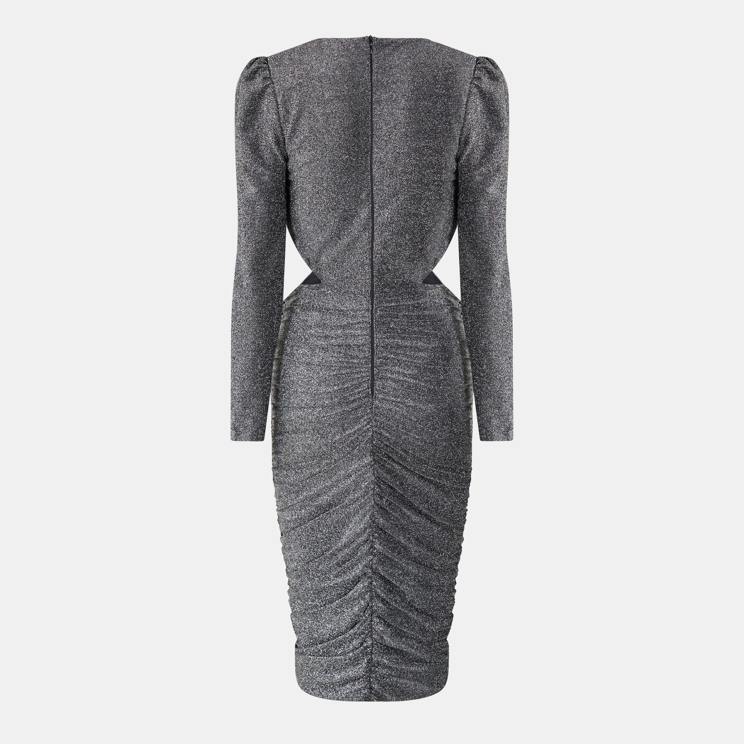 Metallic - AX Paris - Sparkle Cut Out Waist Midi Dress - 2