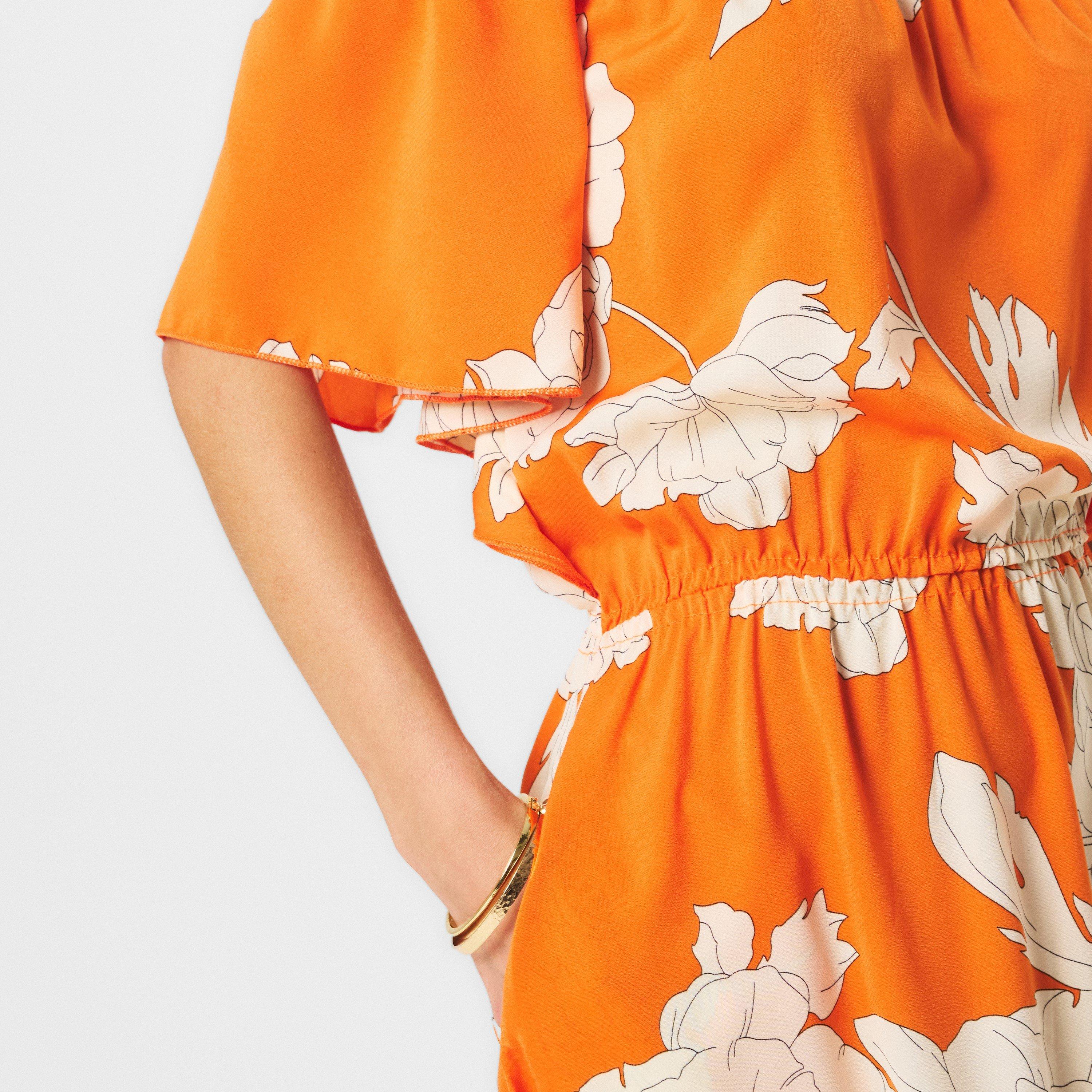 Orange - AX Paris - Blood Orange Printed Bardot Style Midi Dress - 5