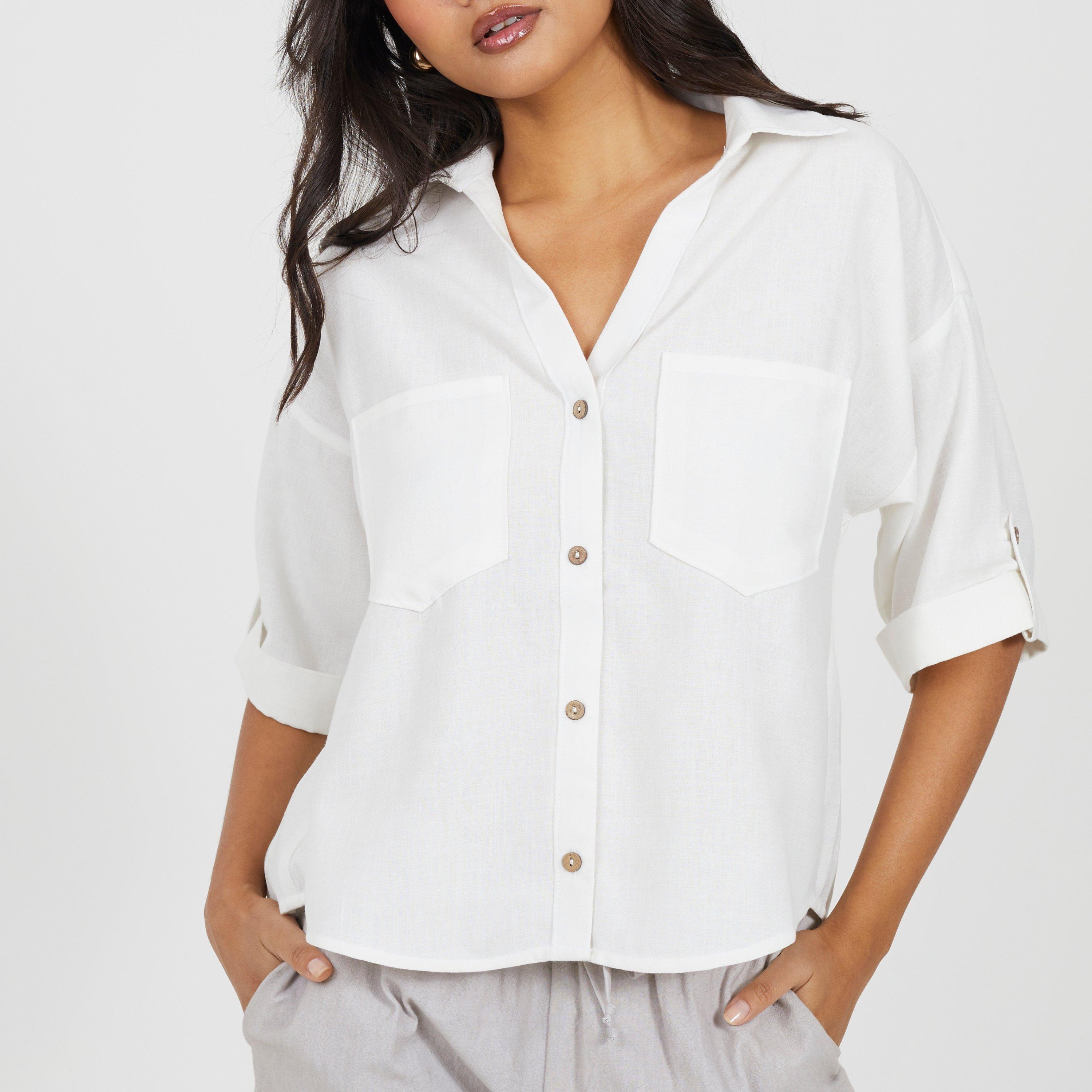 White - Brave Soul - Brave Soul Ladies V-Neck Short Sleeve Shirt - 1