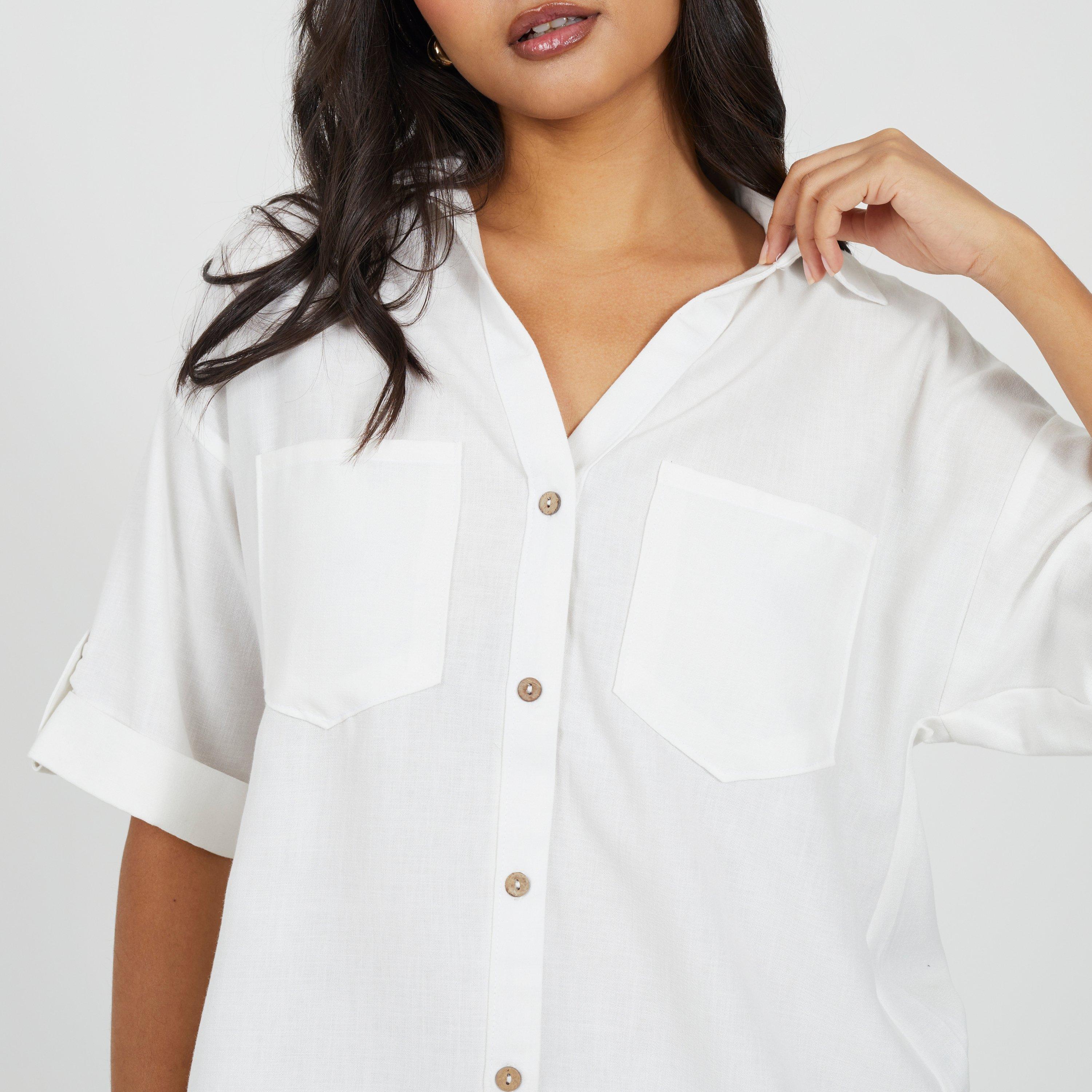 White - Brave Soul - Brave Soul Ladies V-Neck Short Sleeve Shirt - 3