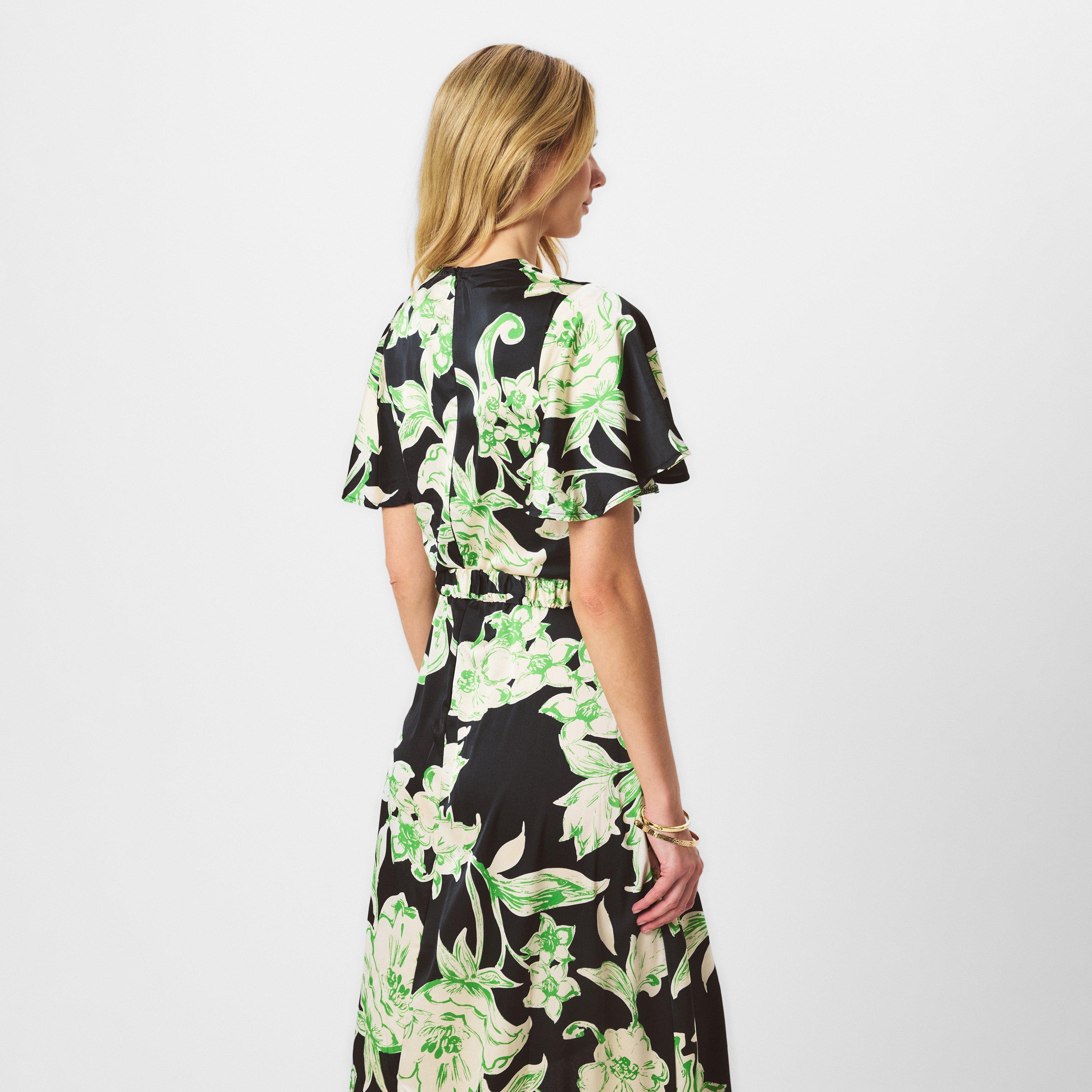 Multi - AX Paris - Multi Floral Printed Short Sleeve Belted Wrap Midi Dress - 4