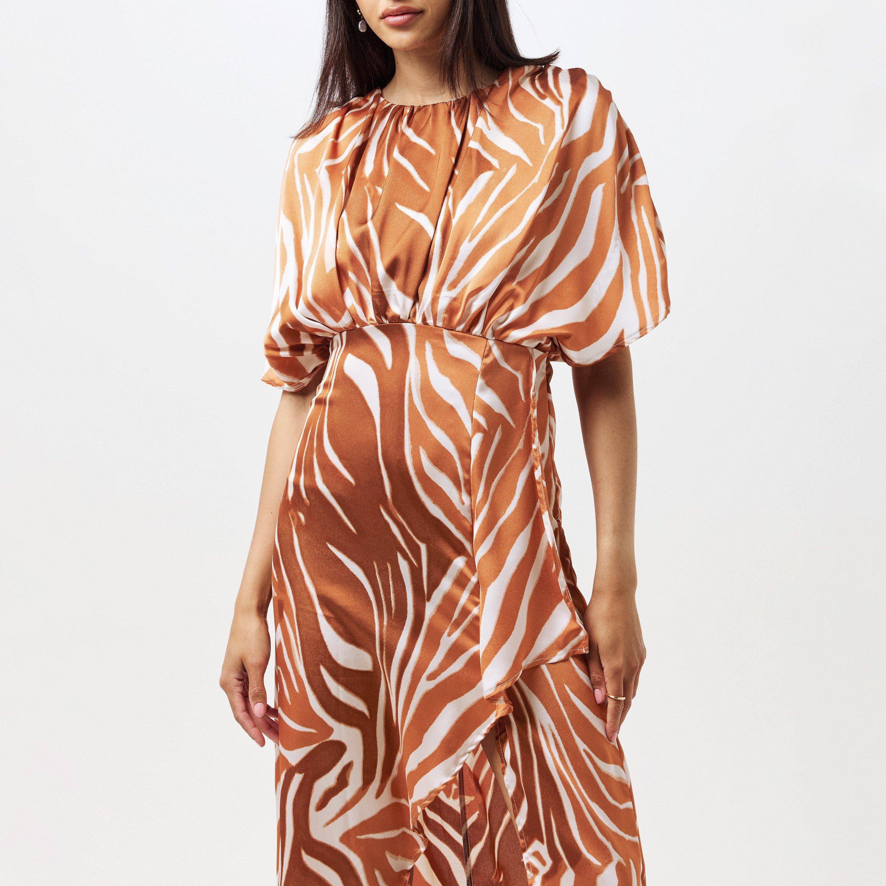 Multi - AX Paris - Rust Print Batwing Top Midi Dress - 2