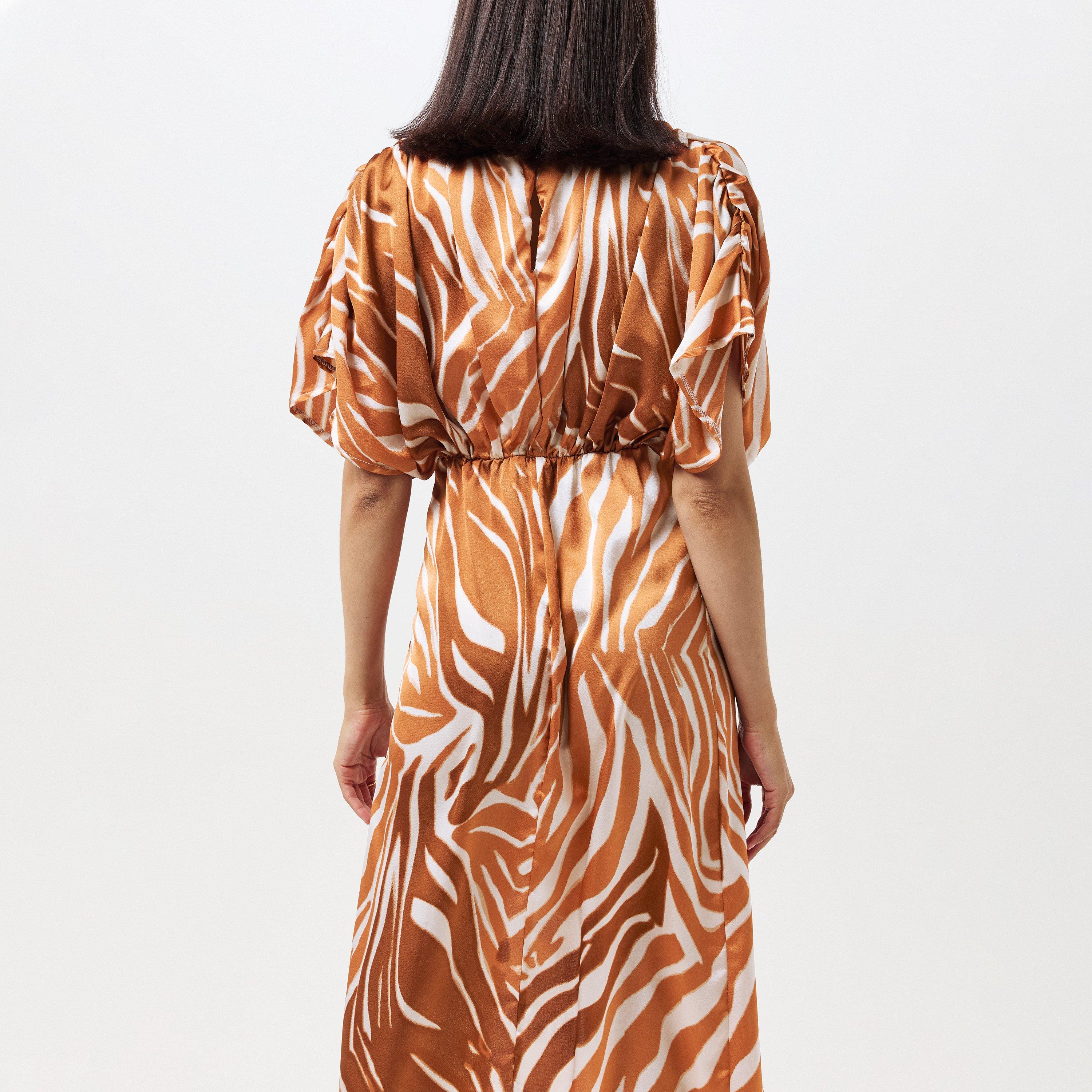 Multi - AX Paris - Rust Print Batwing Top Midi Dress - 3