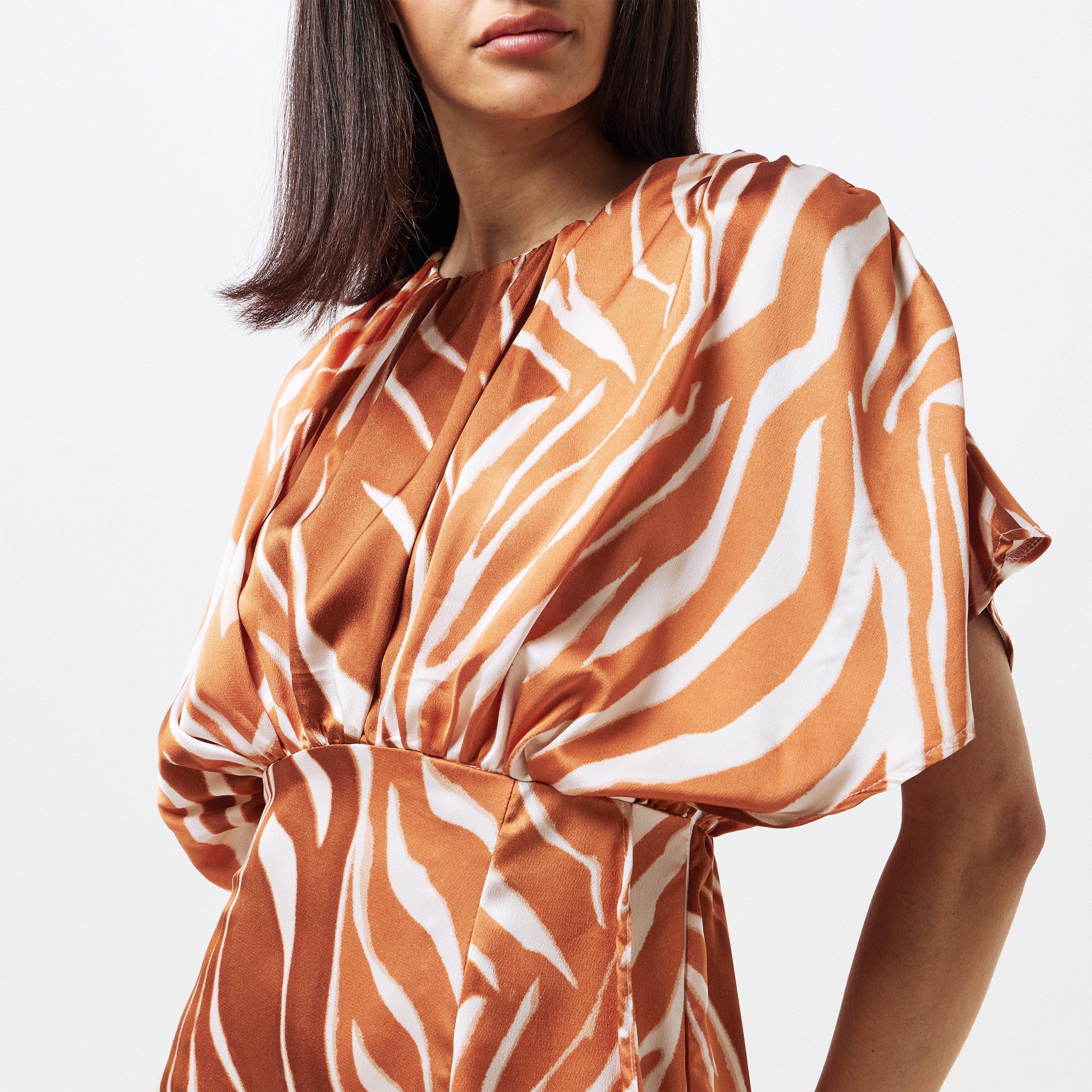 Multi - AX Paris - Rust Print Batwing Top Midi Dress - 4