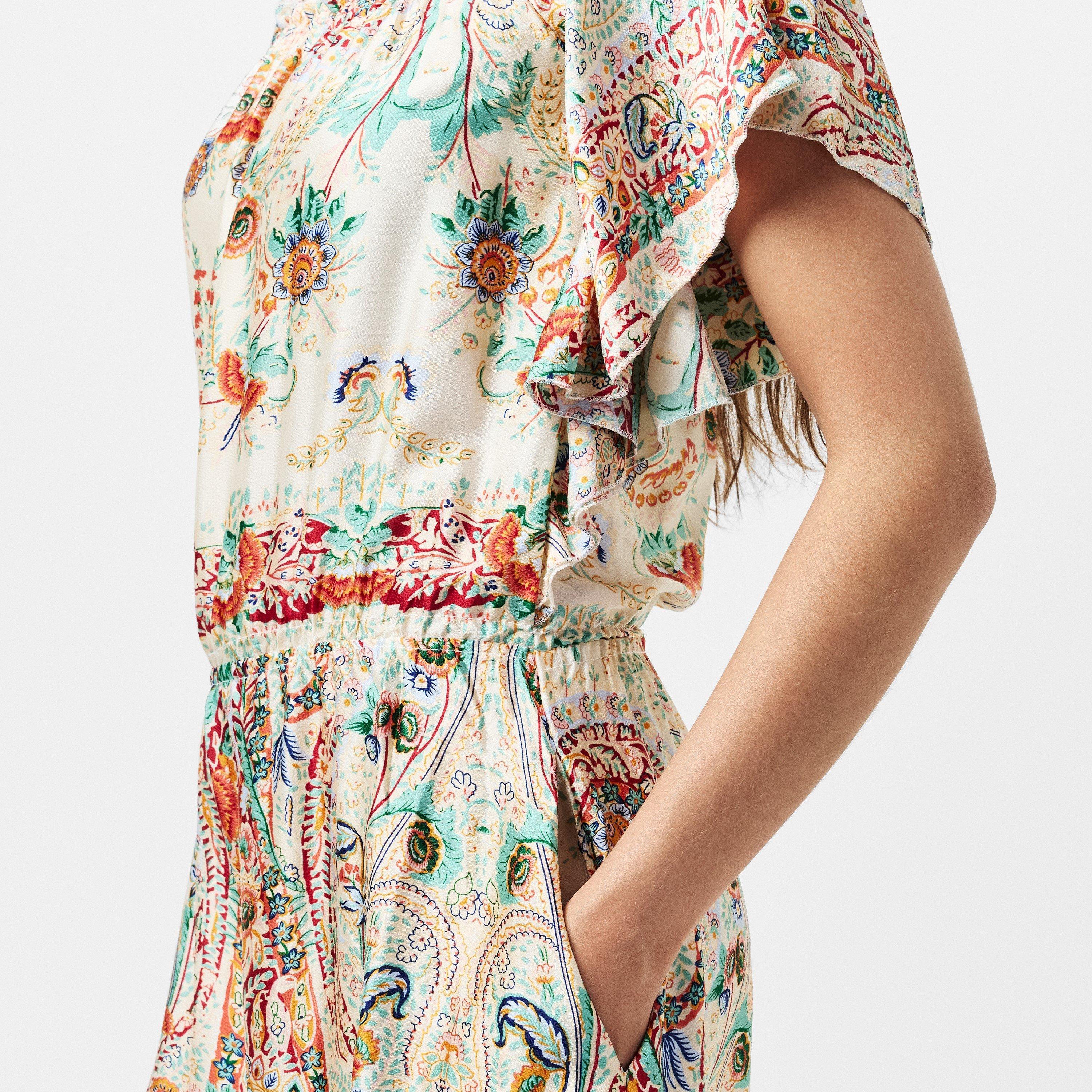 Multi - AX Paris - Multi Paisley Printed Bardot Frill Hem Midi Dress - 5