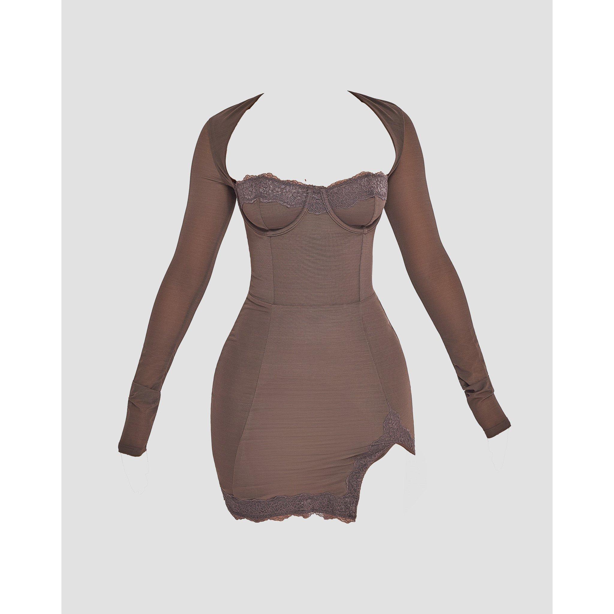 mars the label brown dress Sculpt Mini Dress in Brown – Sleek & Body-Contouring Fit UK 8