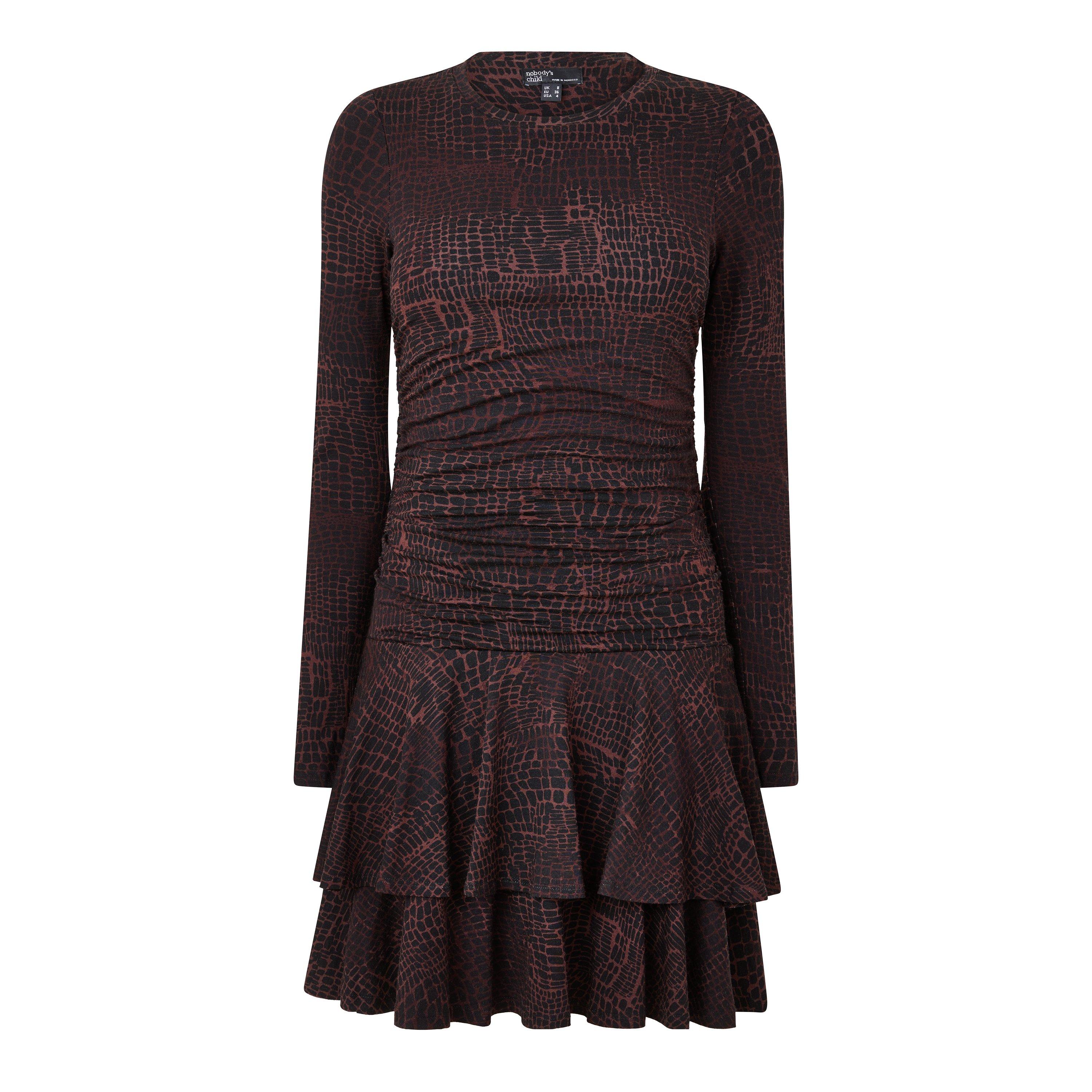 Nobodys Child Women's Yuki Long-Sleeve Mini Dress - Brown - 10 (S)