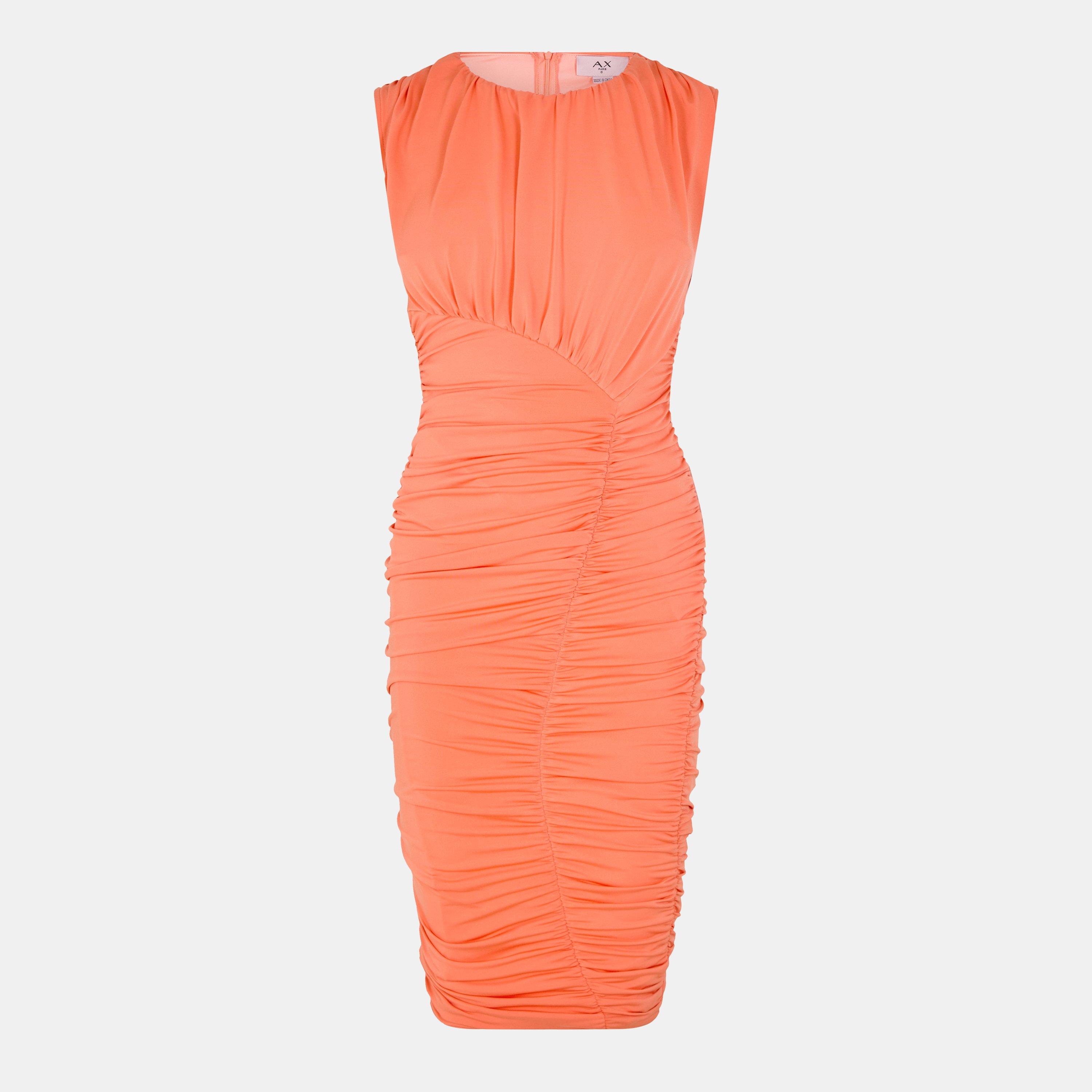 Orange - AX Paris - Peach Ruched Bodycon Midi Dress - 1