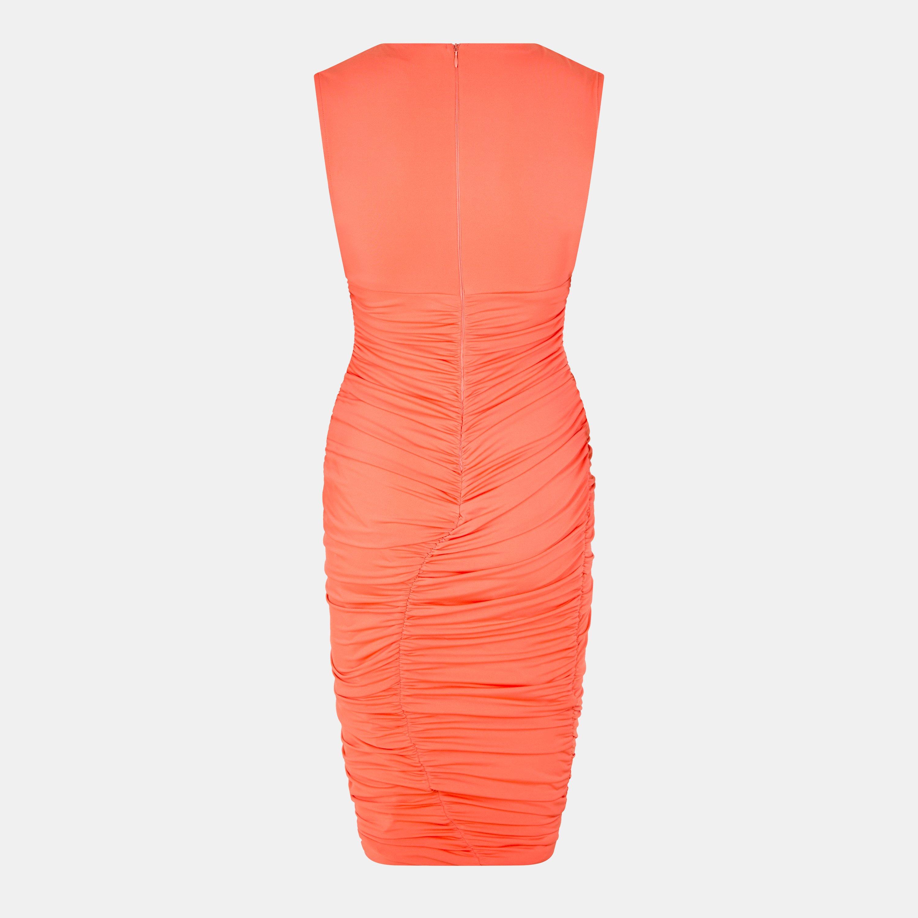 Orange - AX Paris - Peach Ruched Bodycon Midi Dress - 2