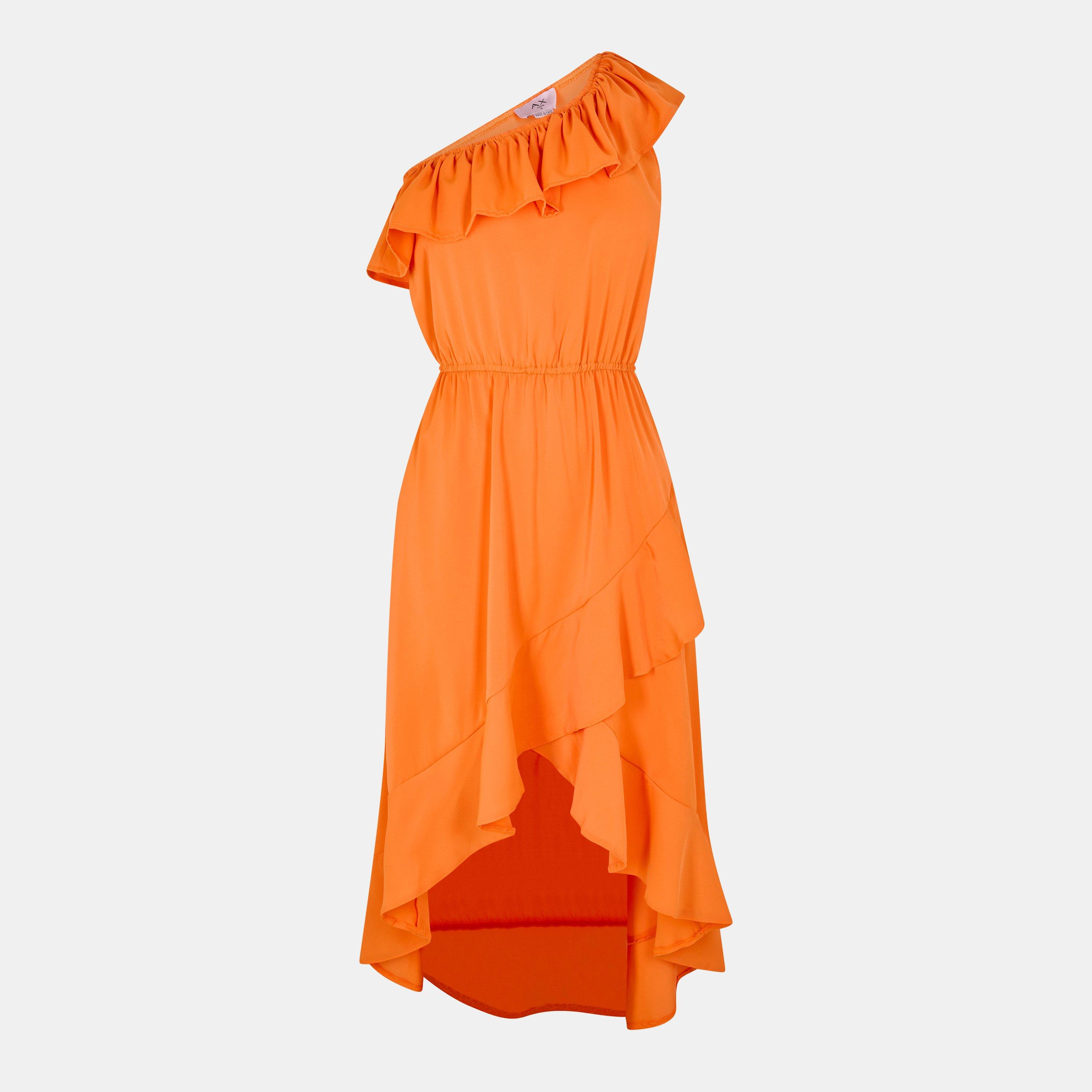 AX Paris One Shoulder Frill Detail Dipped Hem Dress | USC