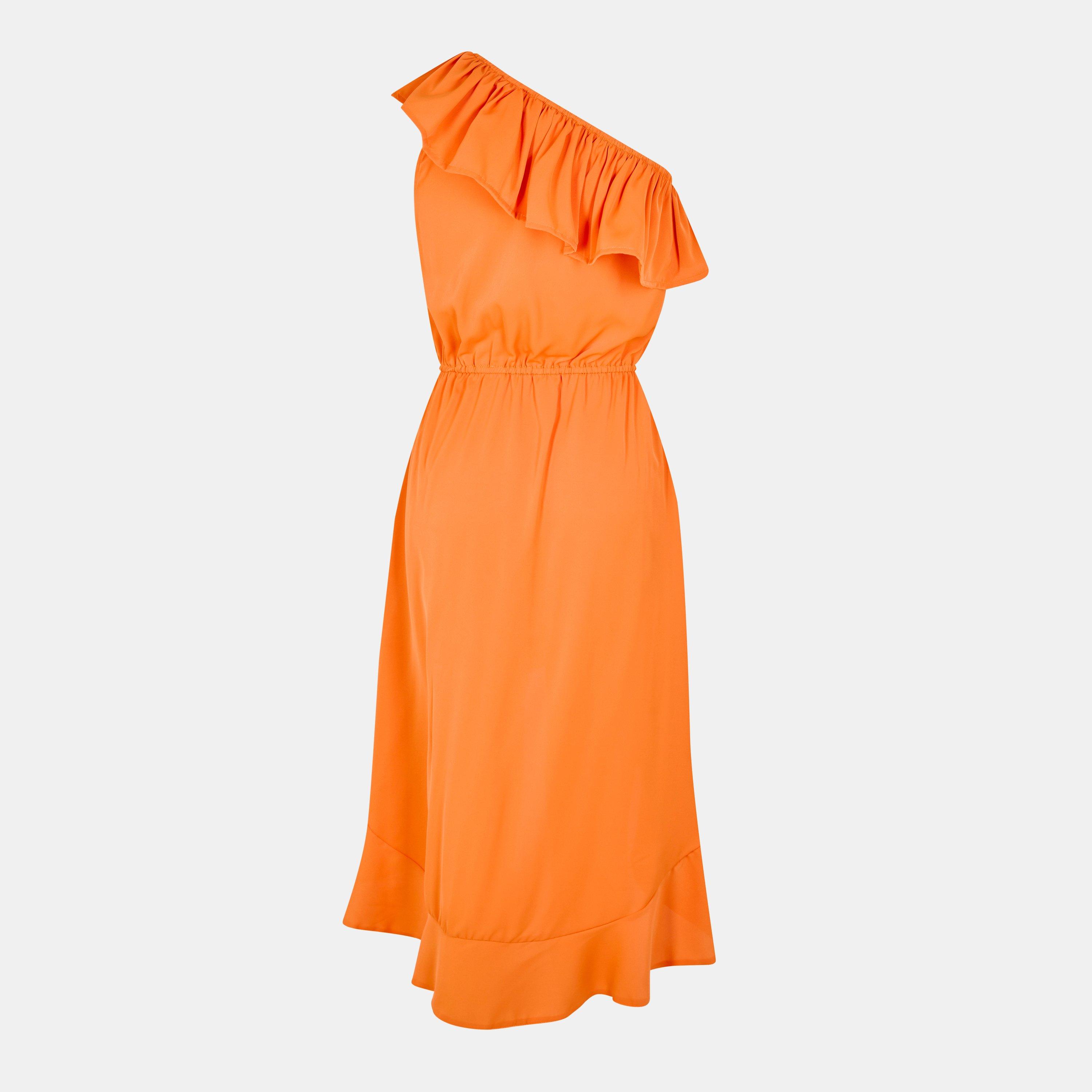 Orange - AX Paris - One Shoulder Frill Detail Dipped Hem Dress - 2