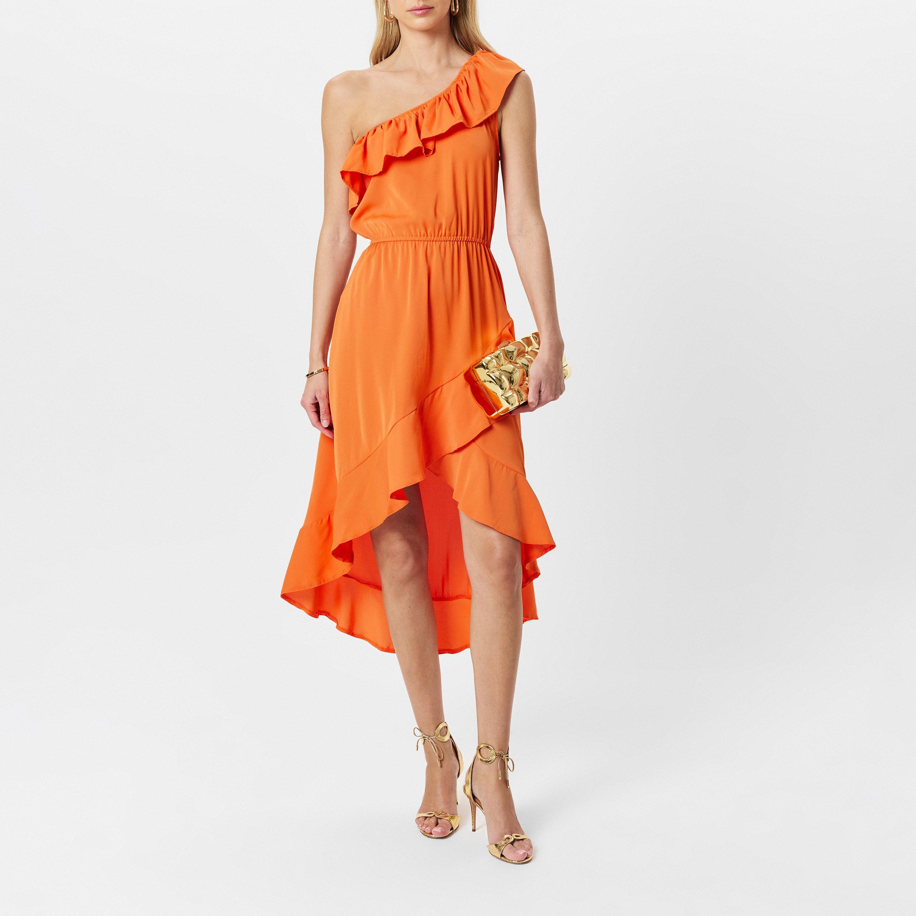 Orange - AX Paris - One Shoulder Frill Detail Dipped Hem Dress - 6