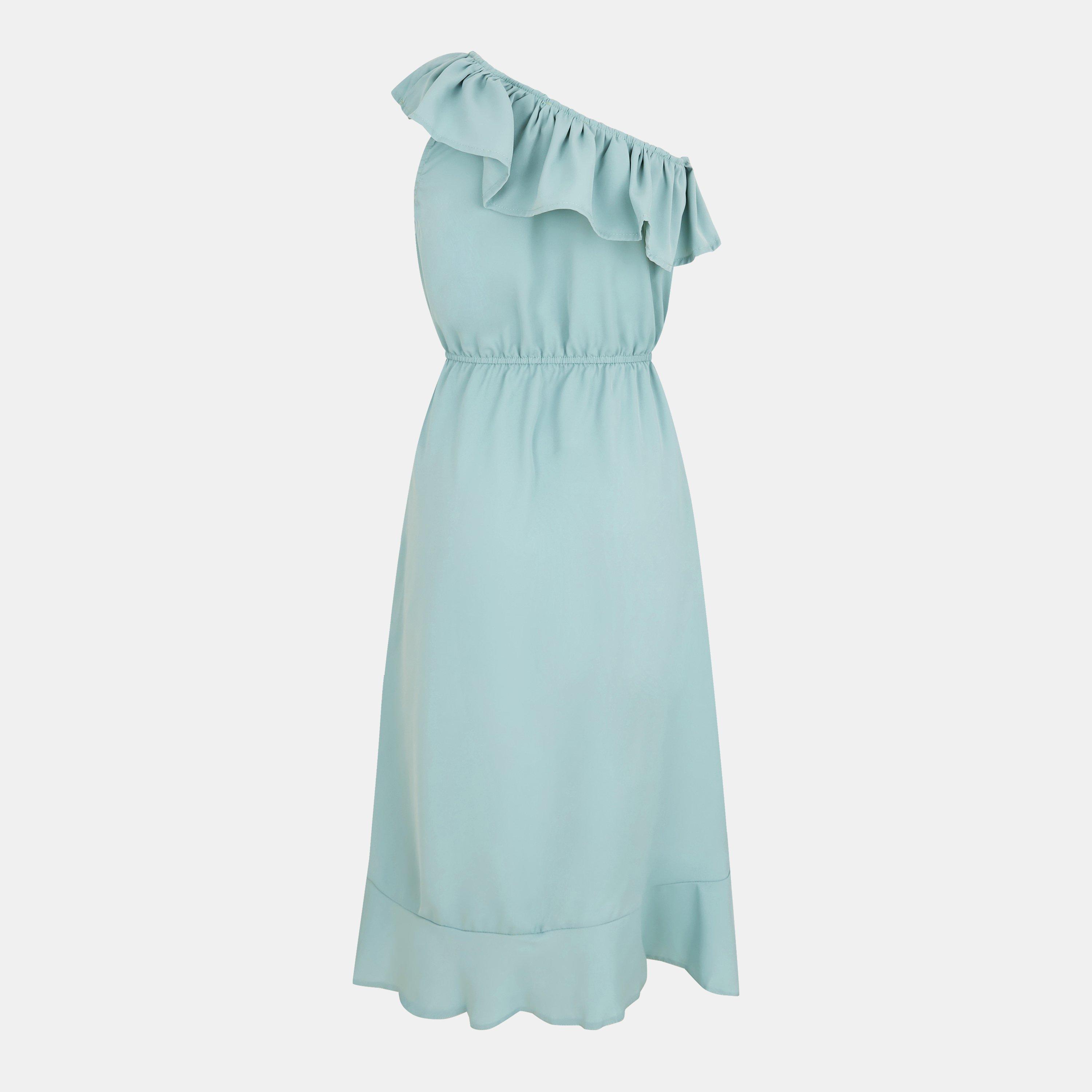 Blue - AX Paris - One Shoulder Frill Detail Dipped Hem Dress - 2