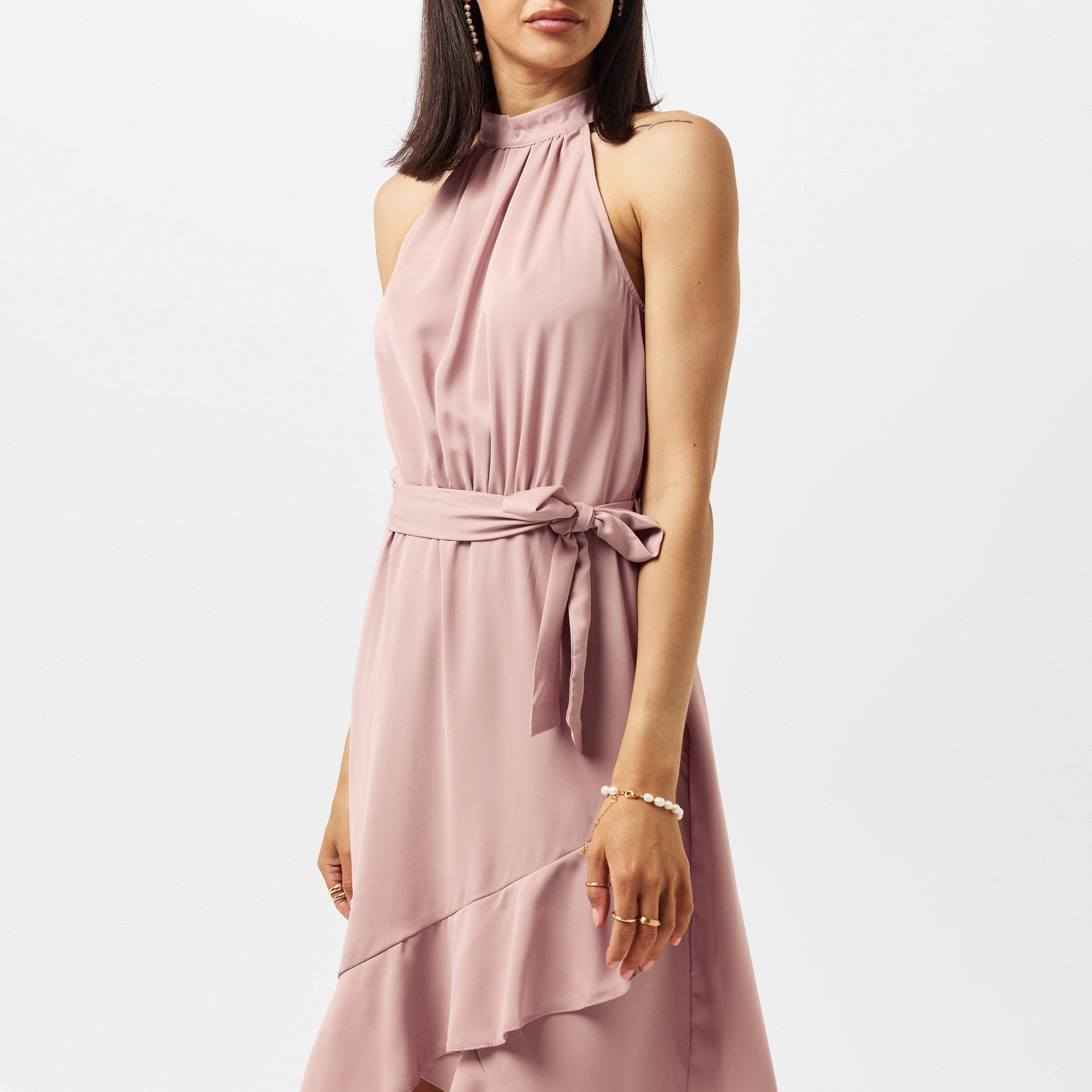 Nude - AX Paris - Blush Halterneck Dipped Hem Midi Dress - 2