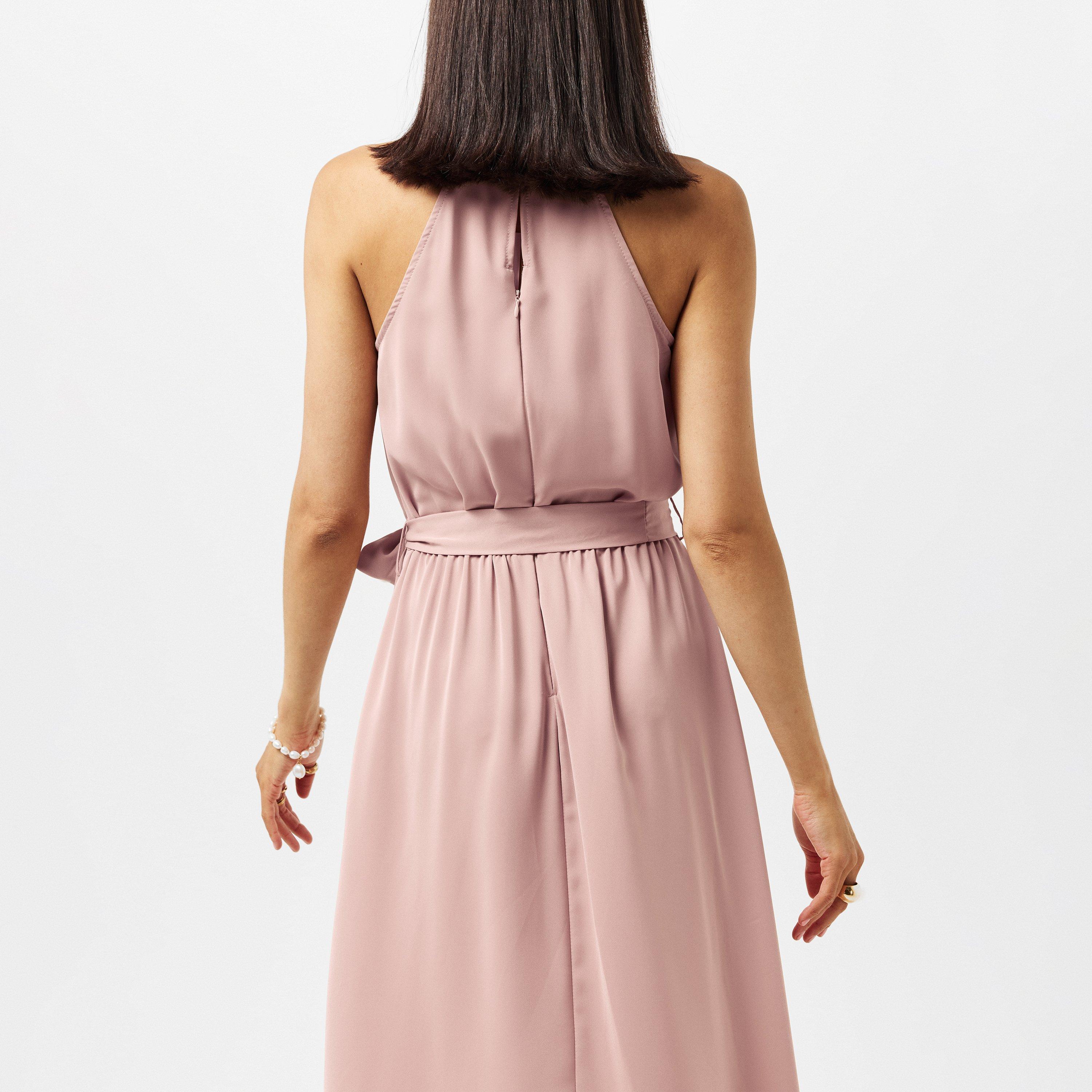 Nude - AX Paris - Blush Halterneck Dipped Hem Midi Dress - 3