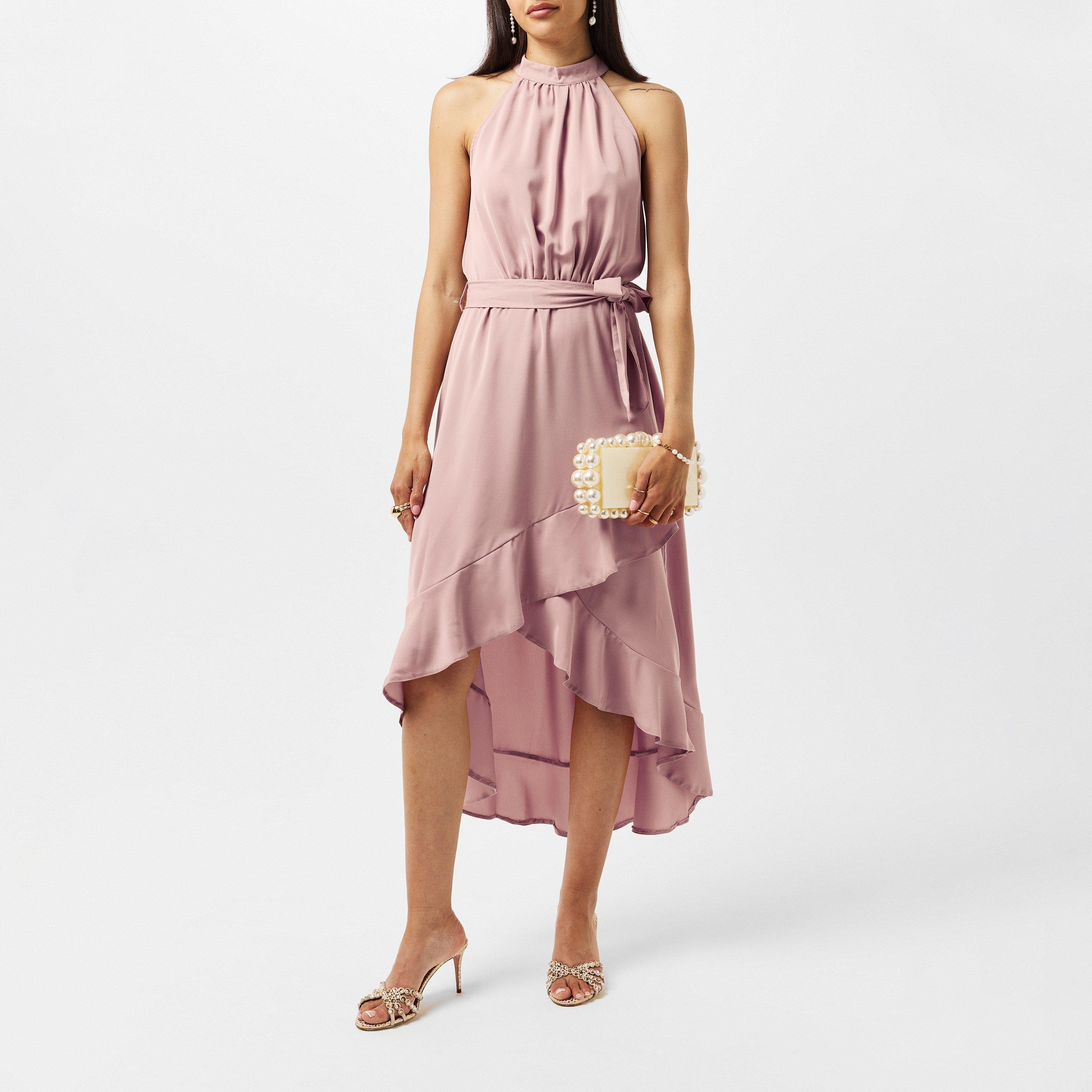 Nude - AX Paris - Blush Halterneck Dipped Hem Midi Dress - 5