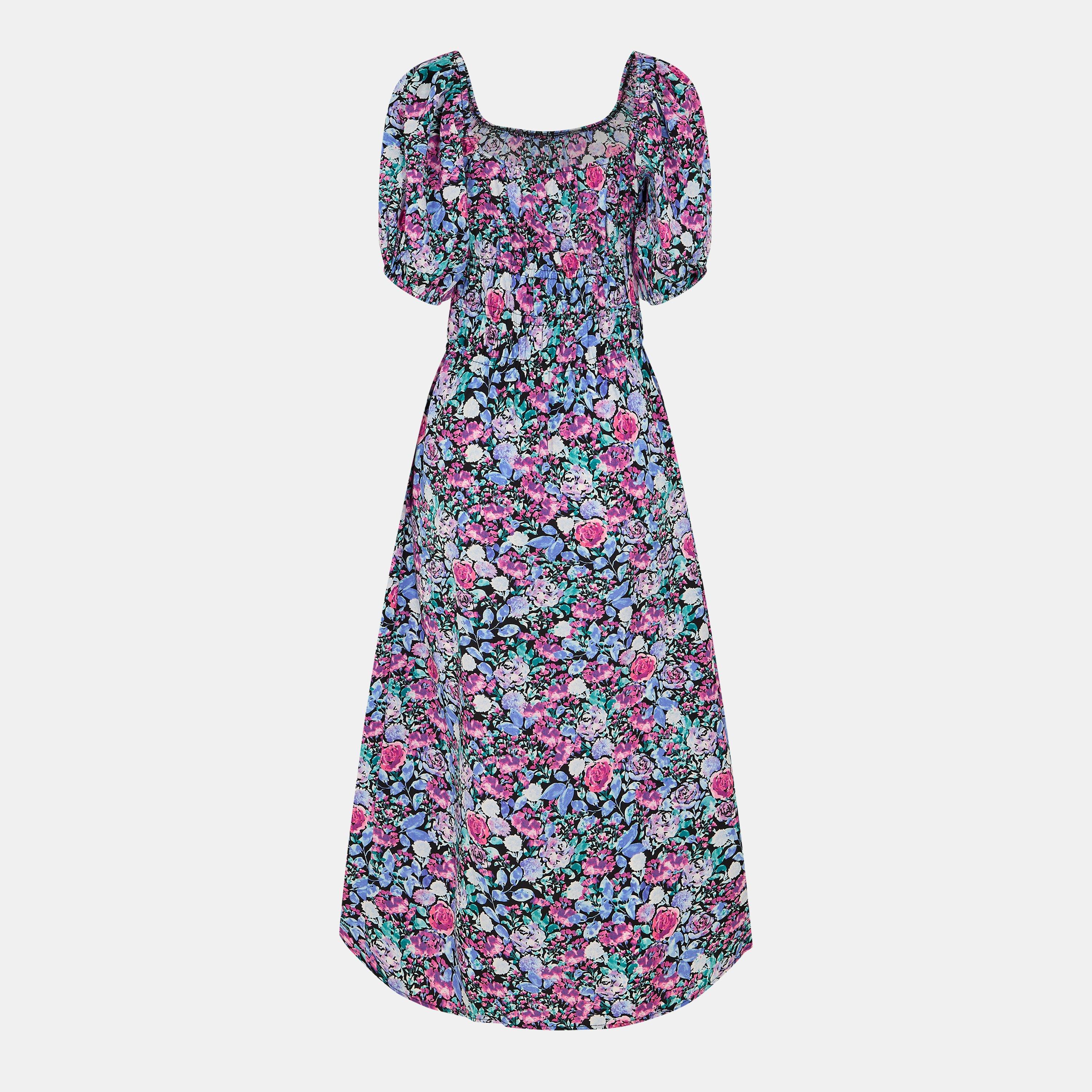 Multi - AX Paris - Lilac Floral Printed Puff Sleeve Midi Dress - 2