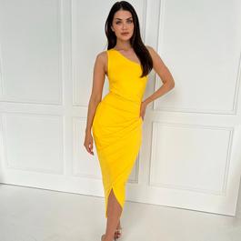 AX Paris One Shoulder Wrap Draped Midi Dress