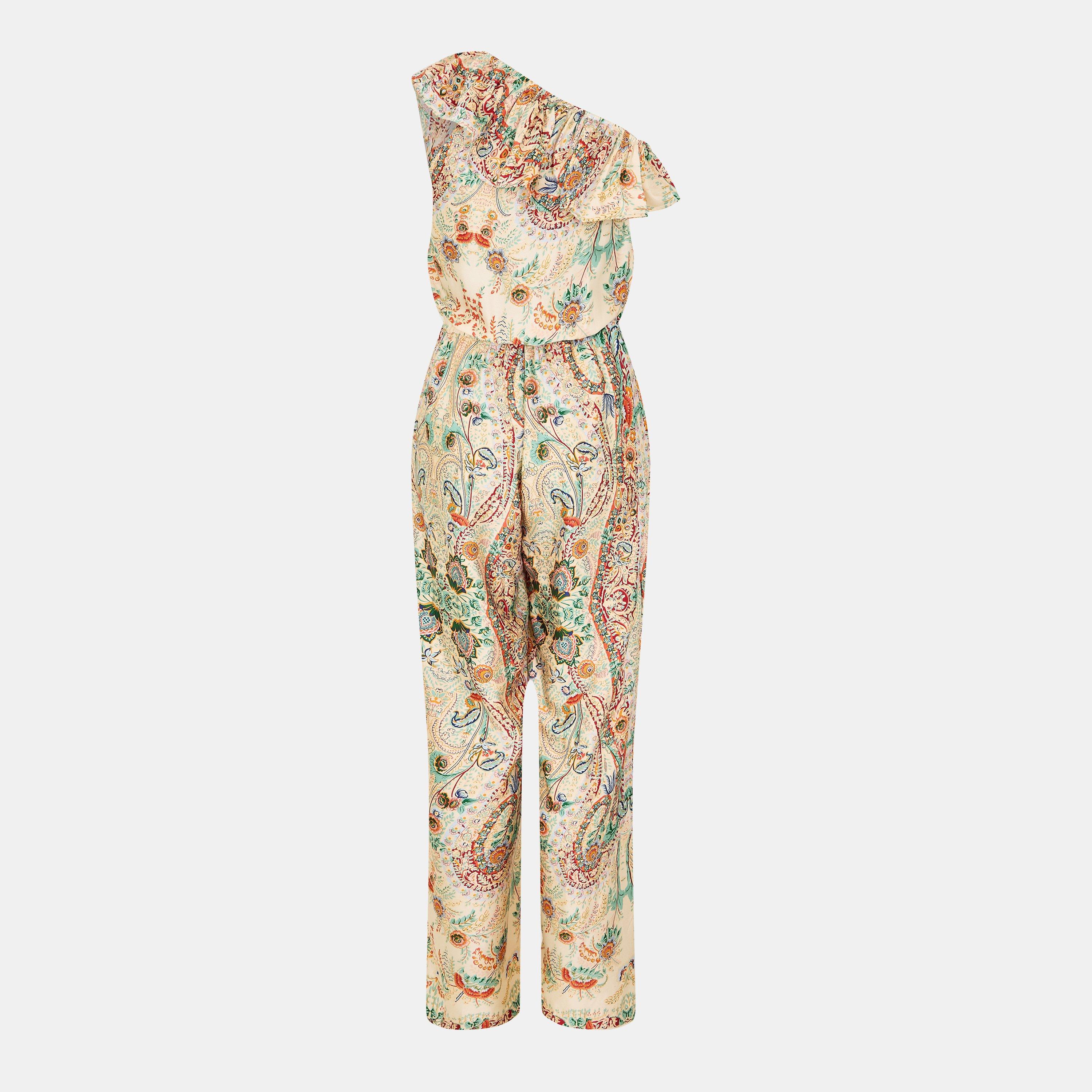 Multi - AX Paris - Multi Paisley Printed One Shoulder Jumpsuit - 2