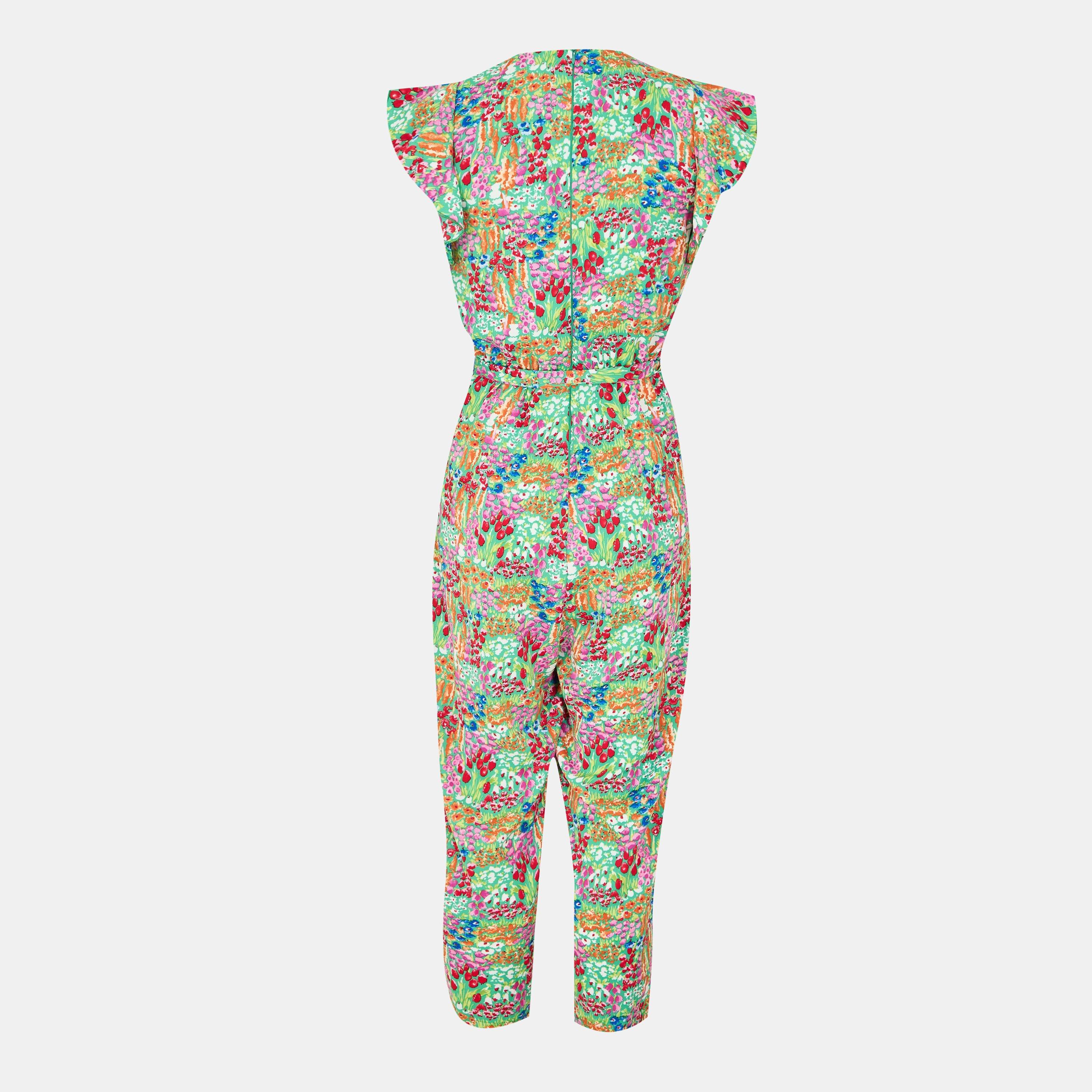 Multi - AX Paris - Multi Floral Print V Neck Belted Jumpsuit - 2