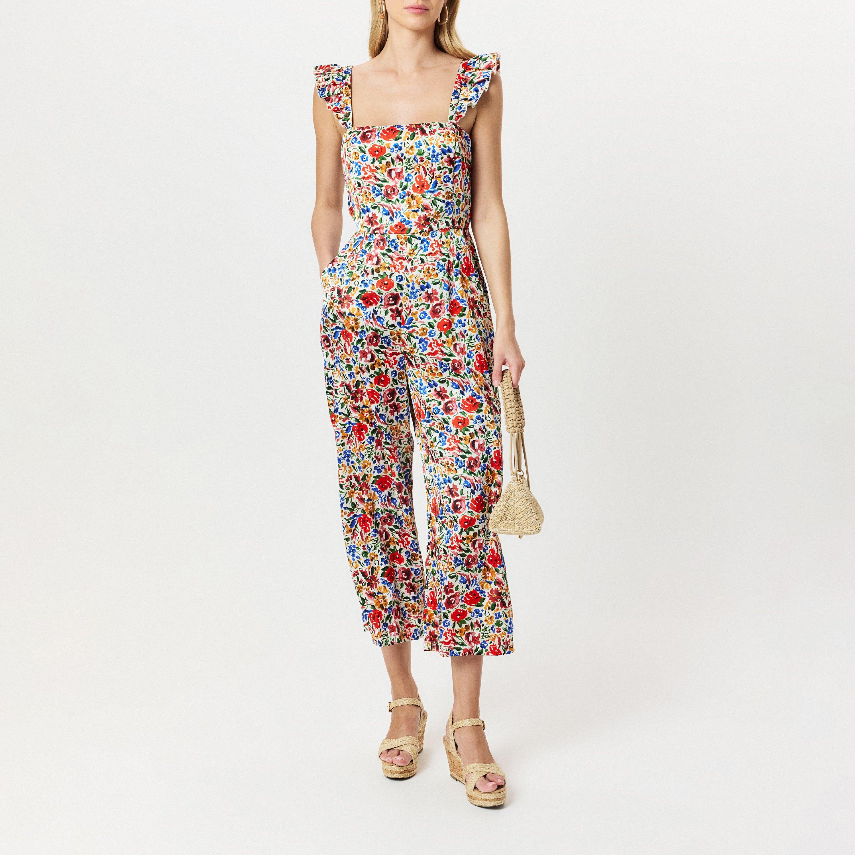 Multi - AX Paris - Multi Floral Print Frill Strap Jumpsuit - 6
