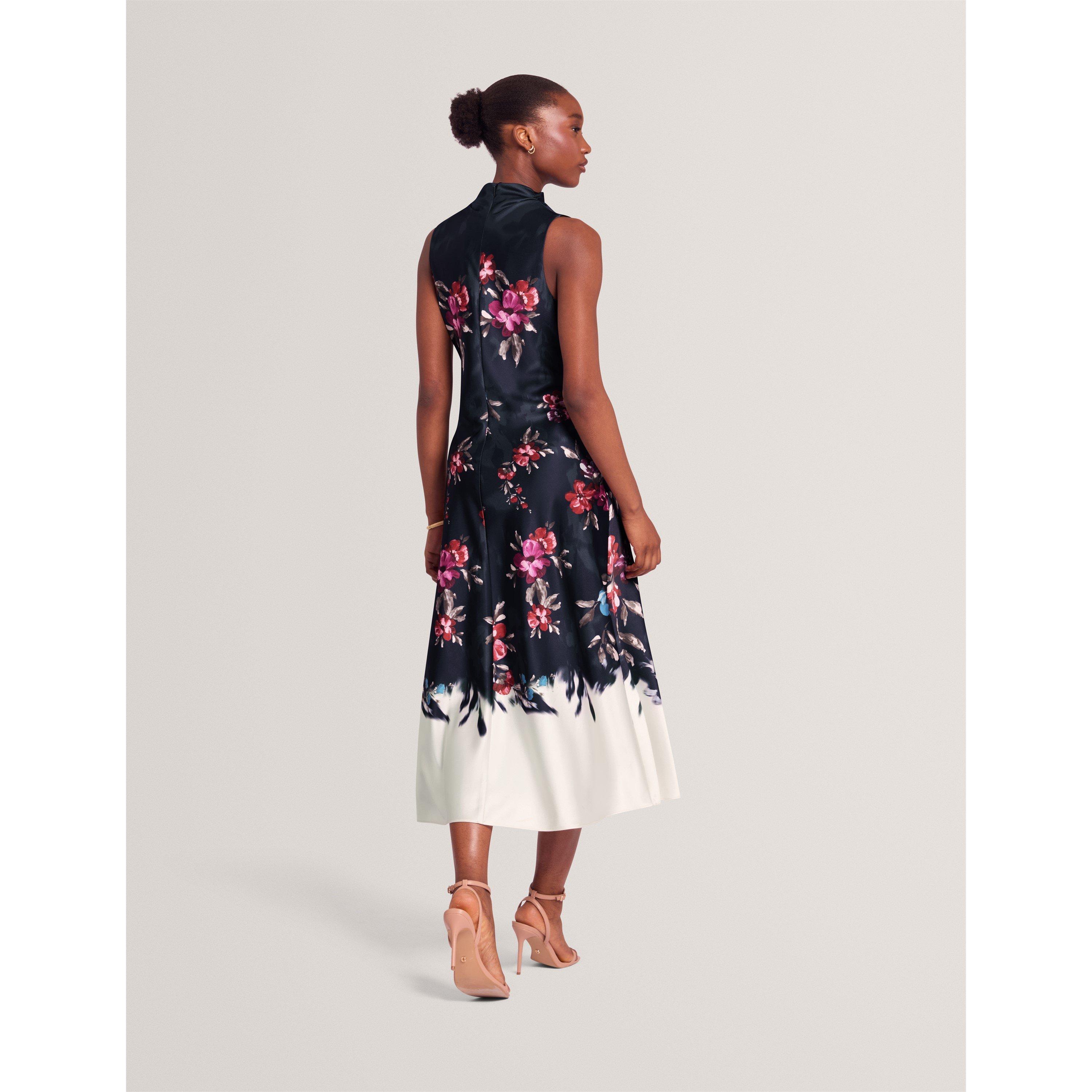 Navy - Ted Baker - Ted Floral Midi Dres Ld71 - 2