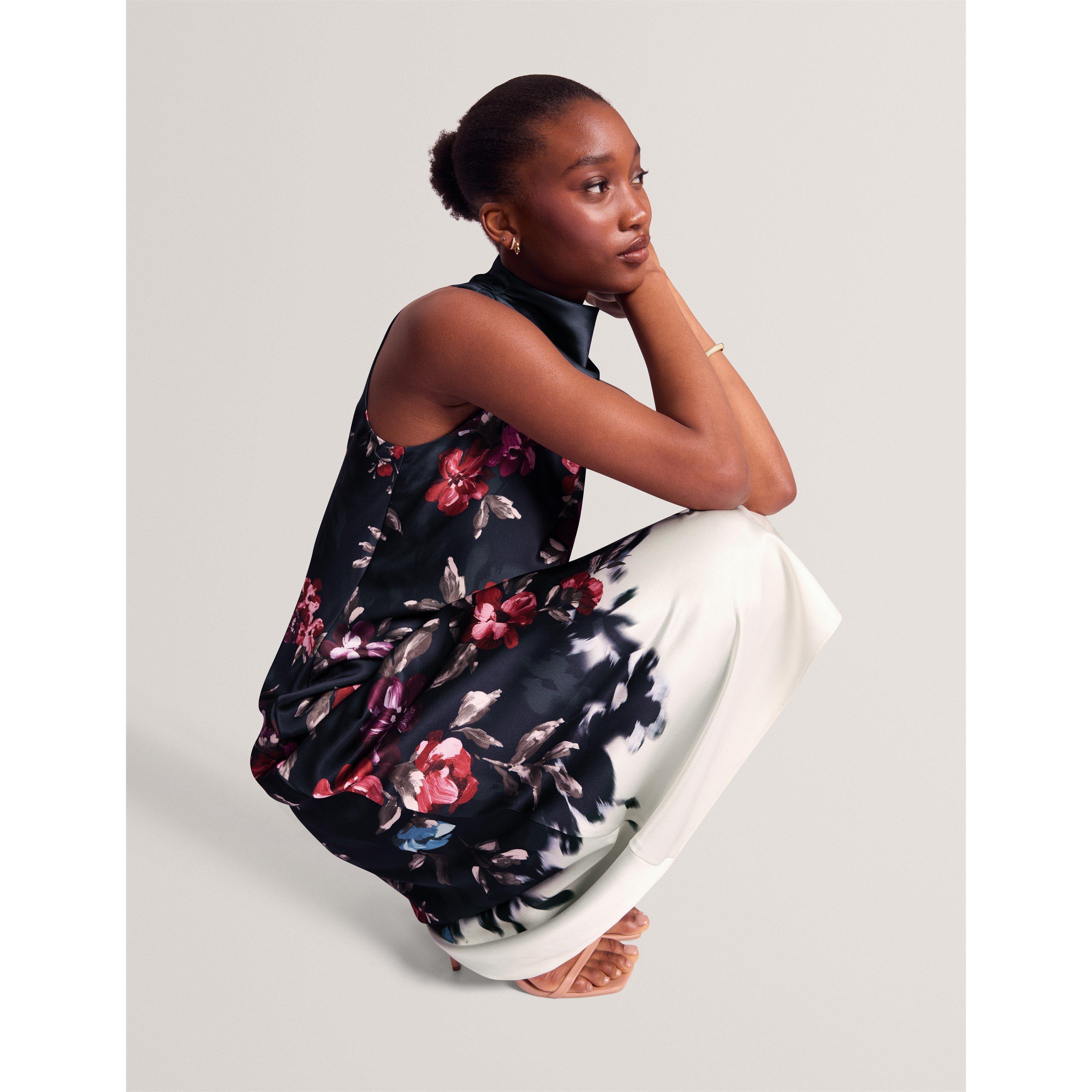 Navy - Ted Baker - Ted Floral Midi Dres Ld71 - 3