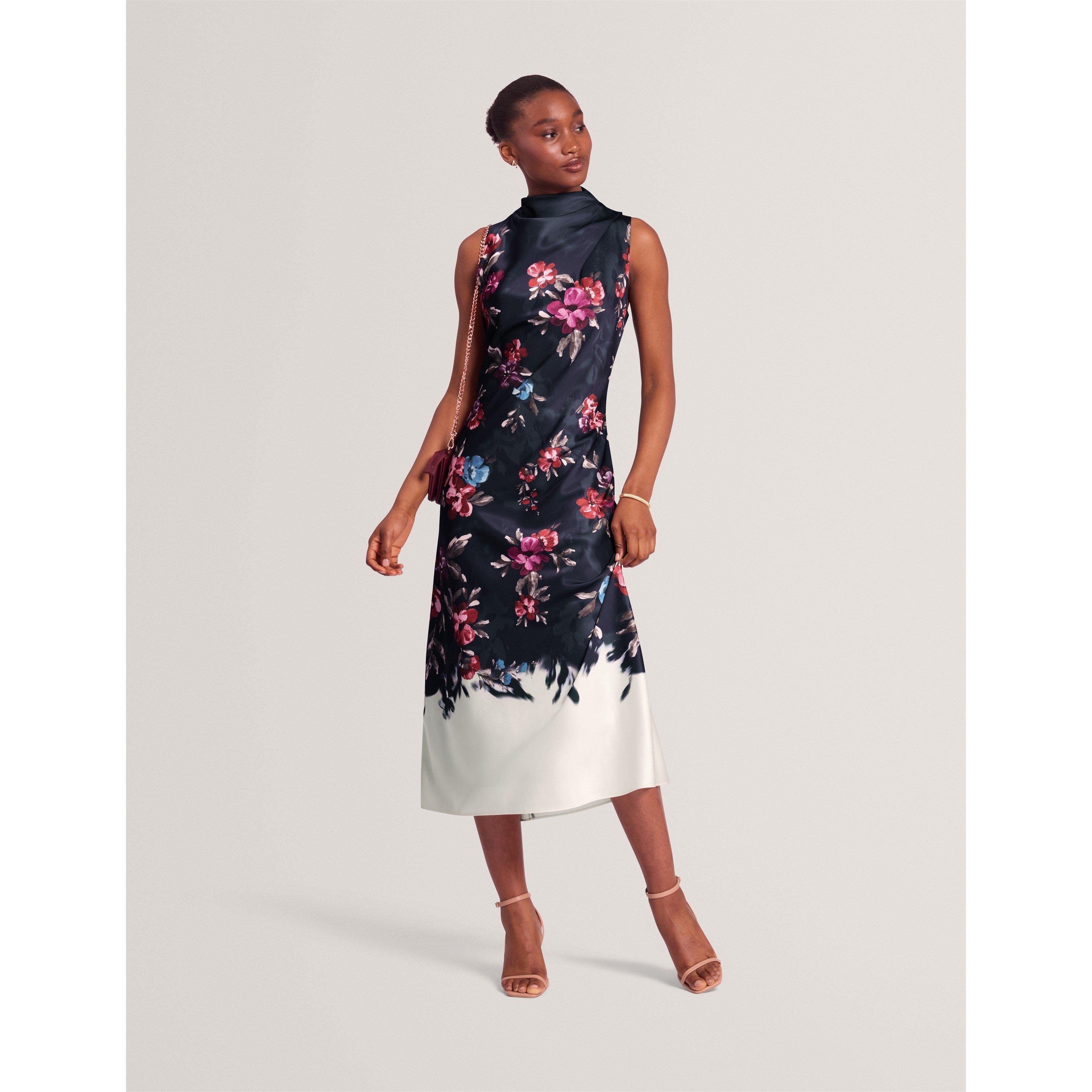 Navy - Ted Baker - Ted Floral Midi Dres Ld71 - 6