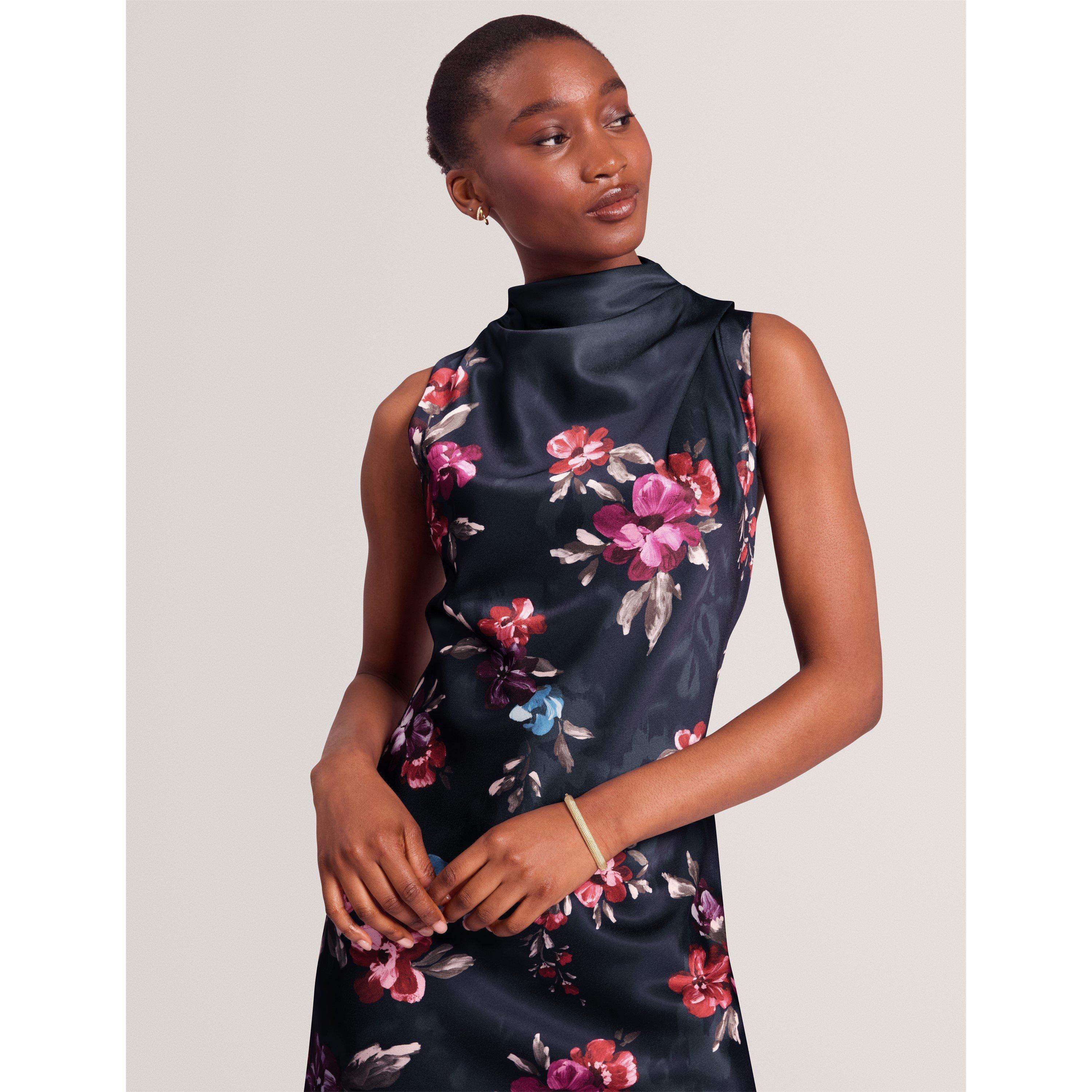 Navy - Ted Baker - Ted Floral Midi Dres Ld71 - 7